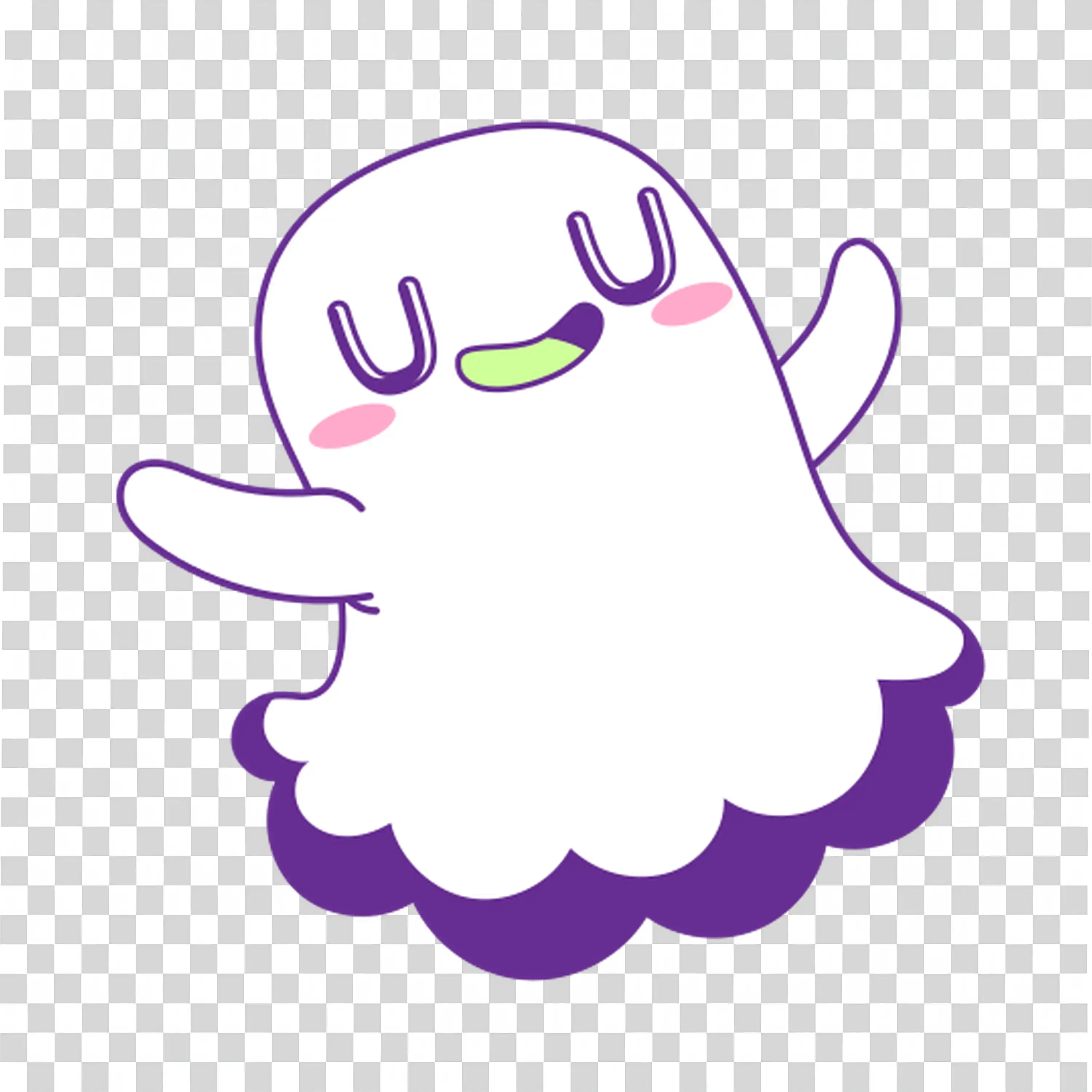 Cute Halloween Ghost Character with Purple and White Color