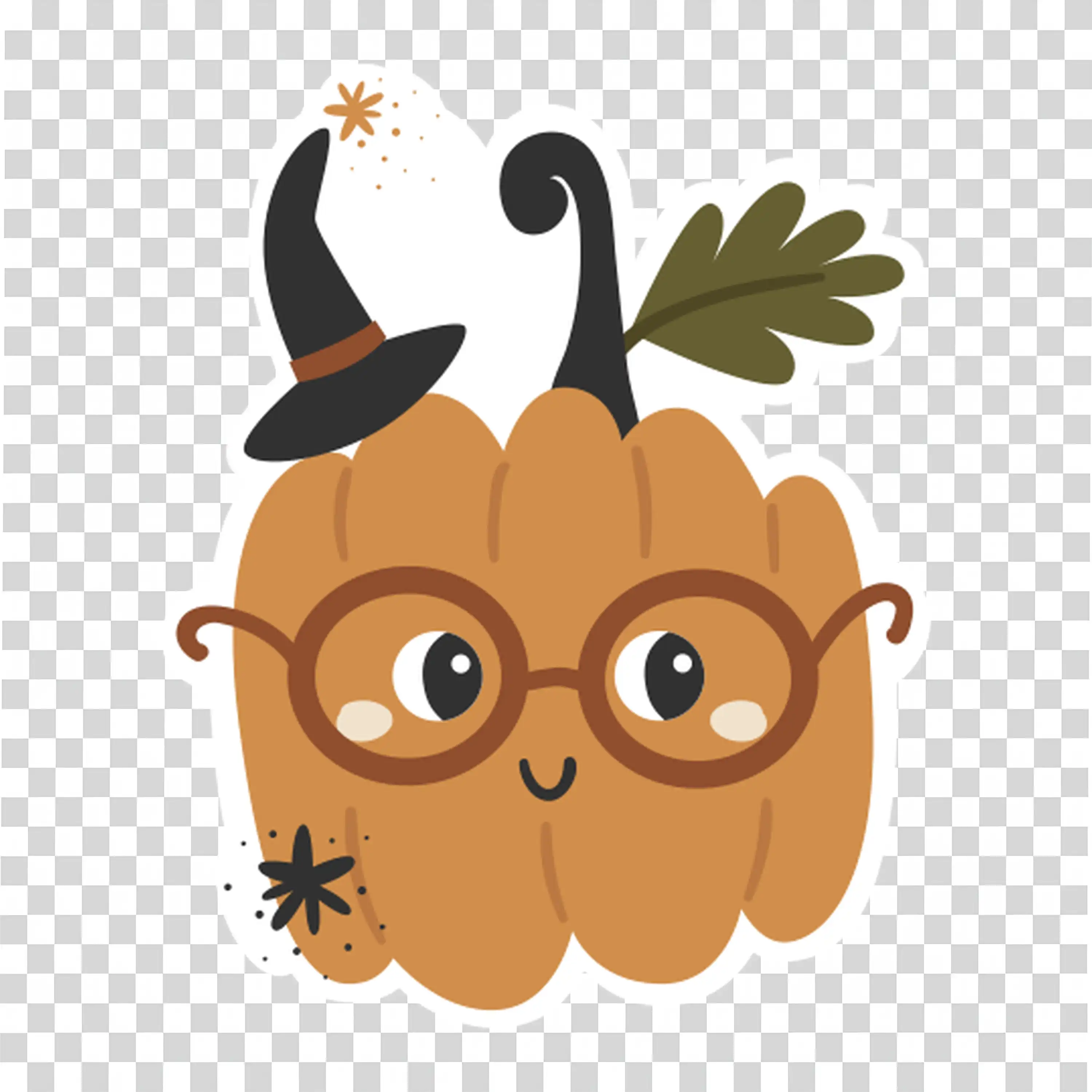 Cute Halloween Owl Character with Big Eyes and Glasses