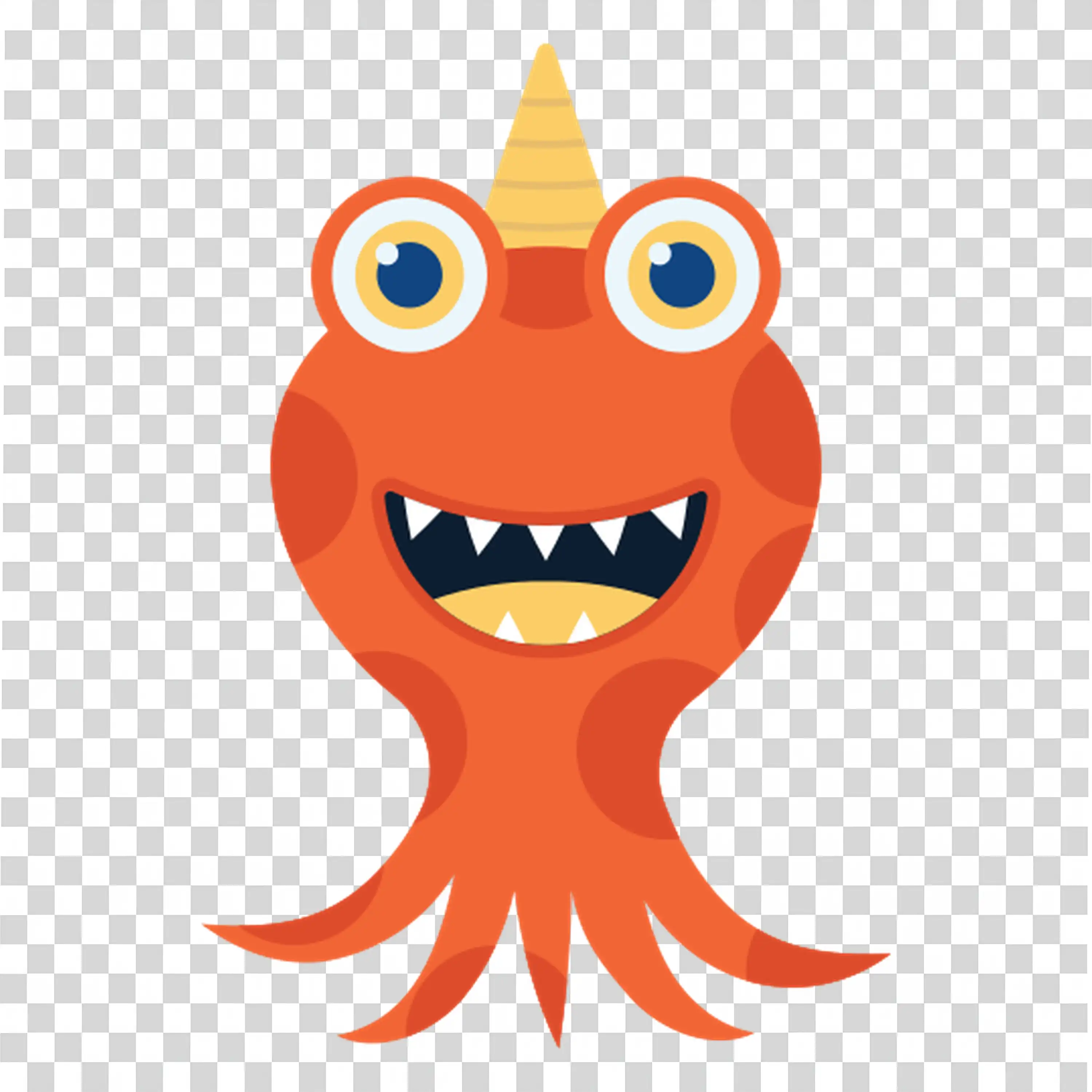 Cute Orange Halloween Octopus On a Purple Background