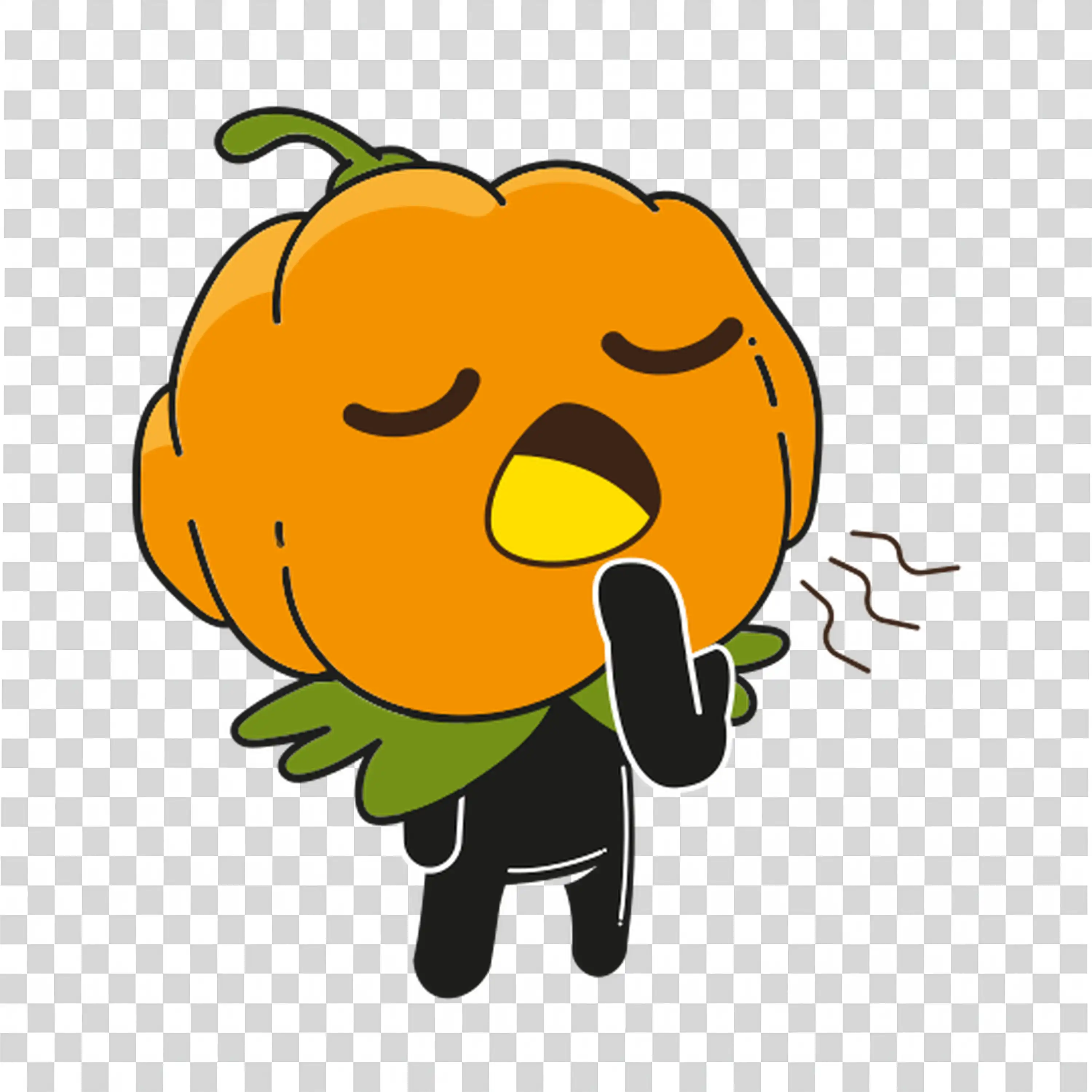 Cute Pumpkin Character in Happy Halloween Mood Free PNG