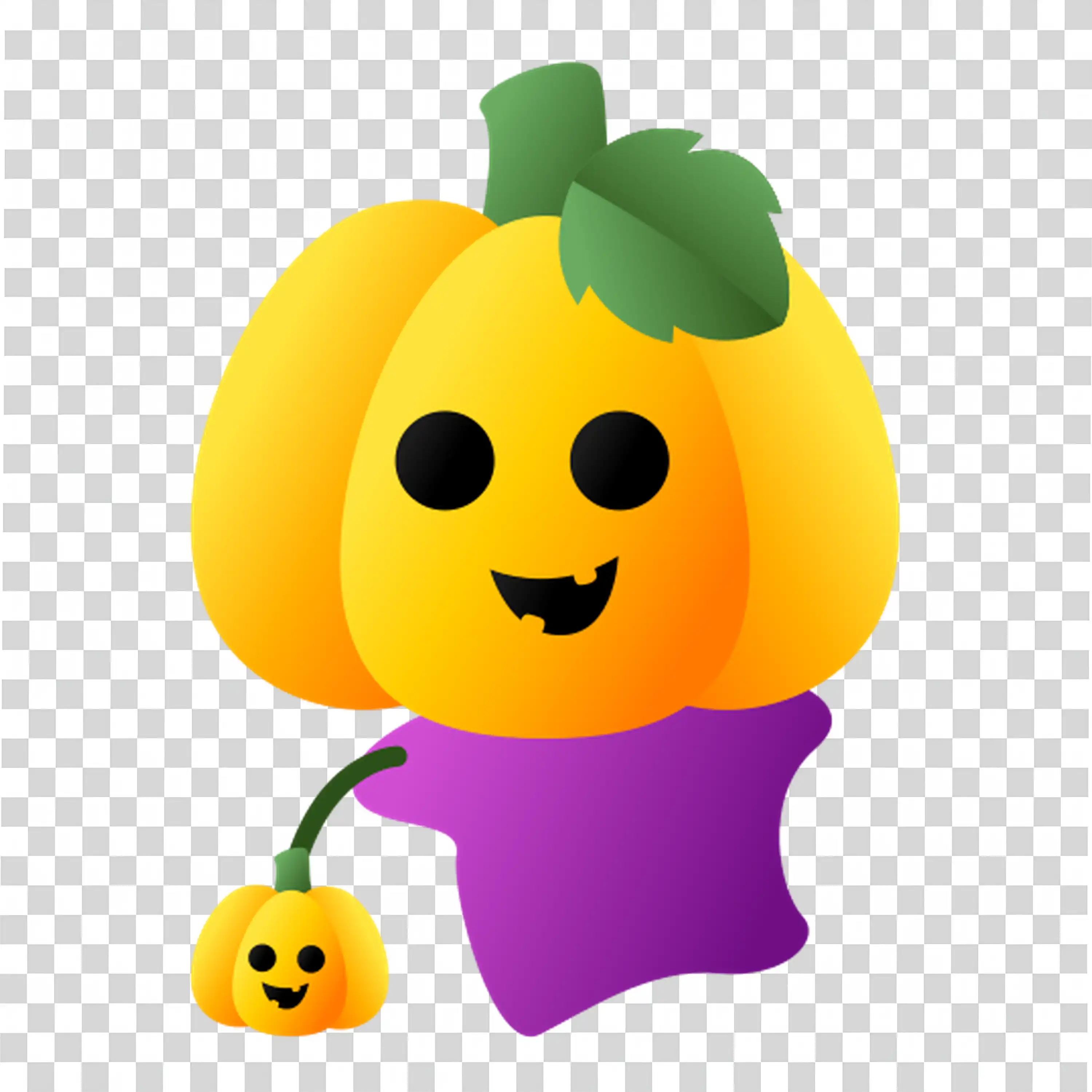 Cute Pumpkin with a Smiling Face and Halloween Accessories