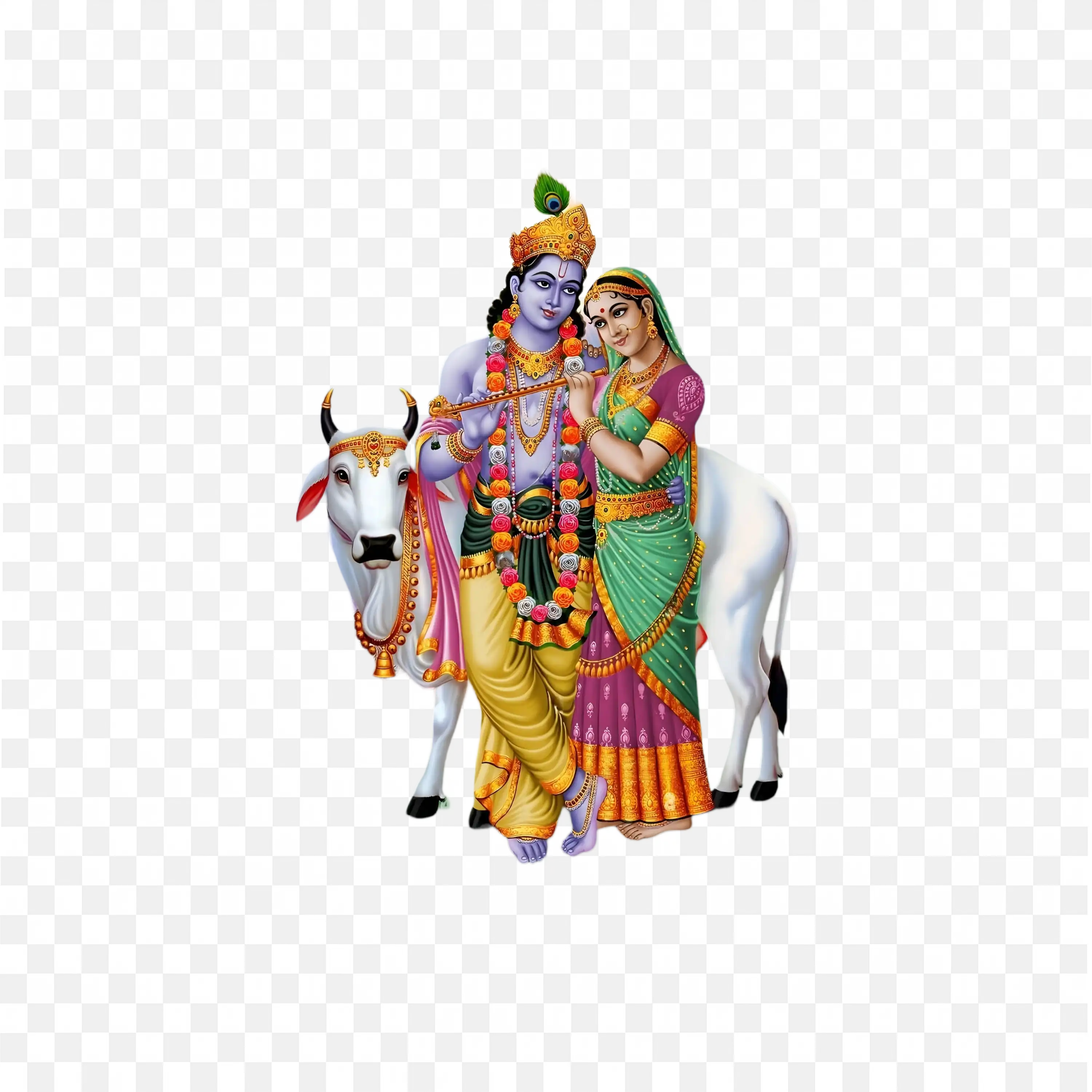 Cute Radha Krishna Illustration Divine Love Devotion Art