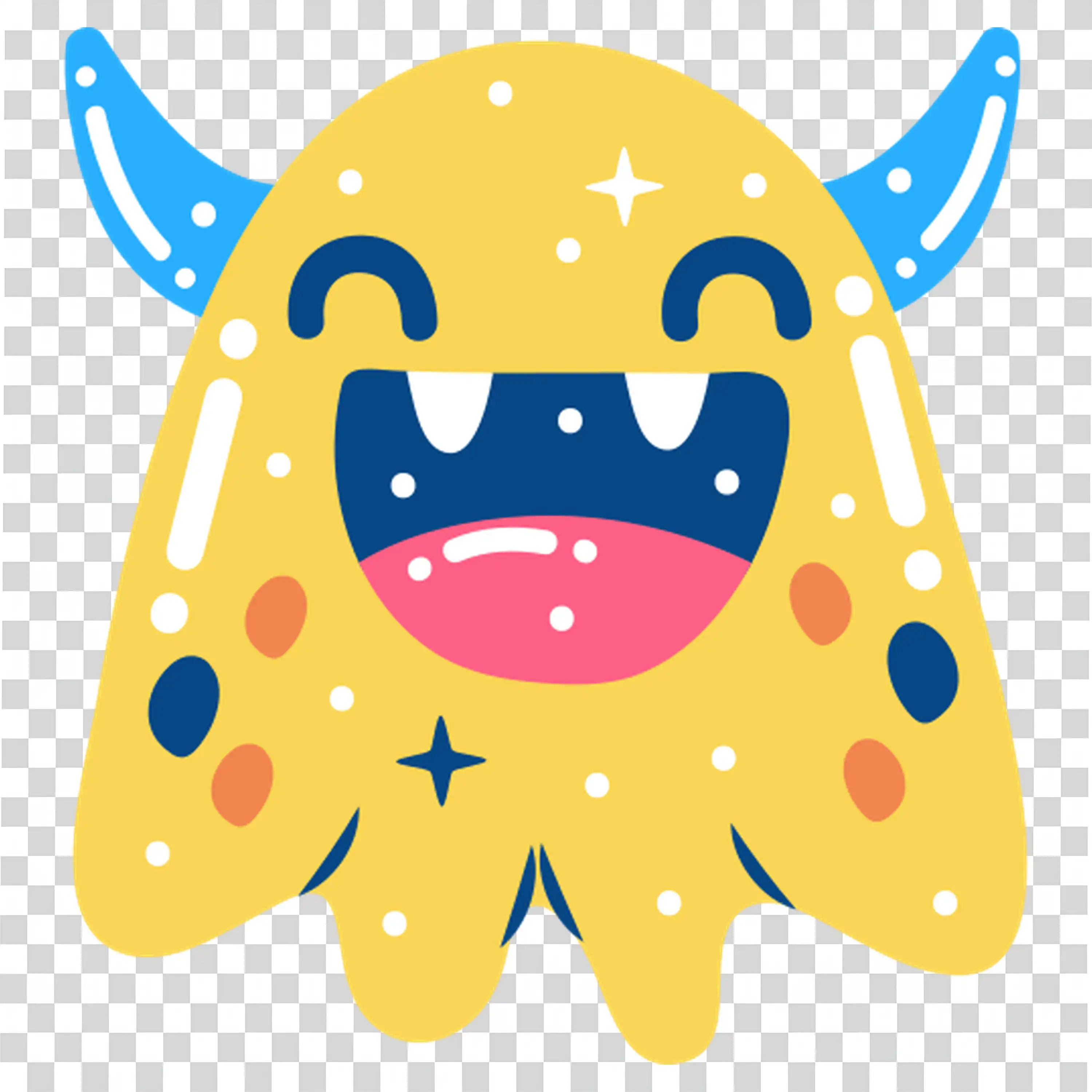 Cute Yellow Monster with Blue Mouth for Halloween Fun