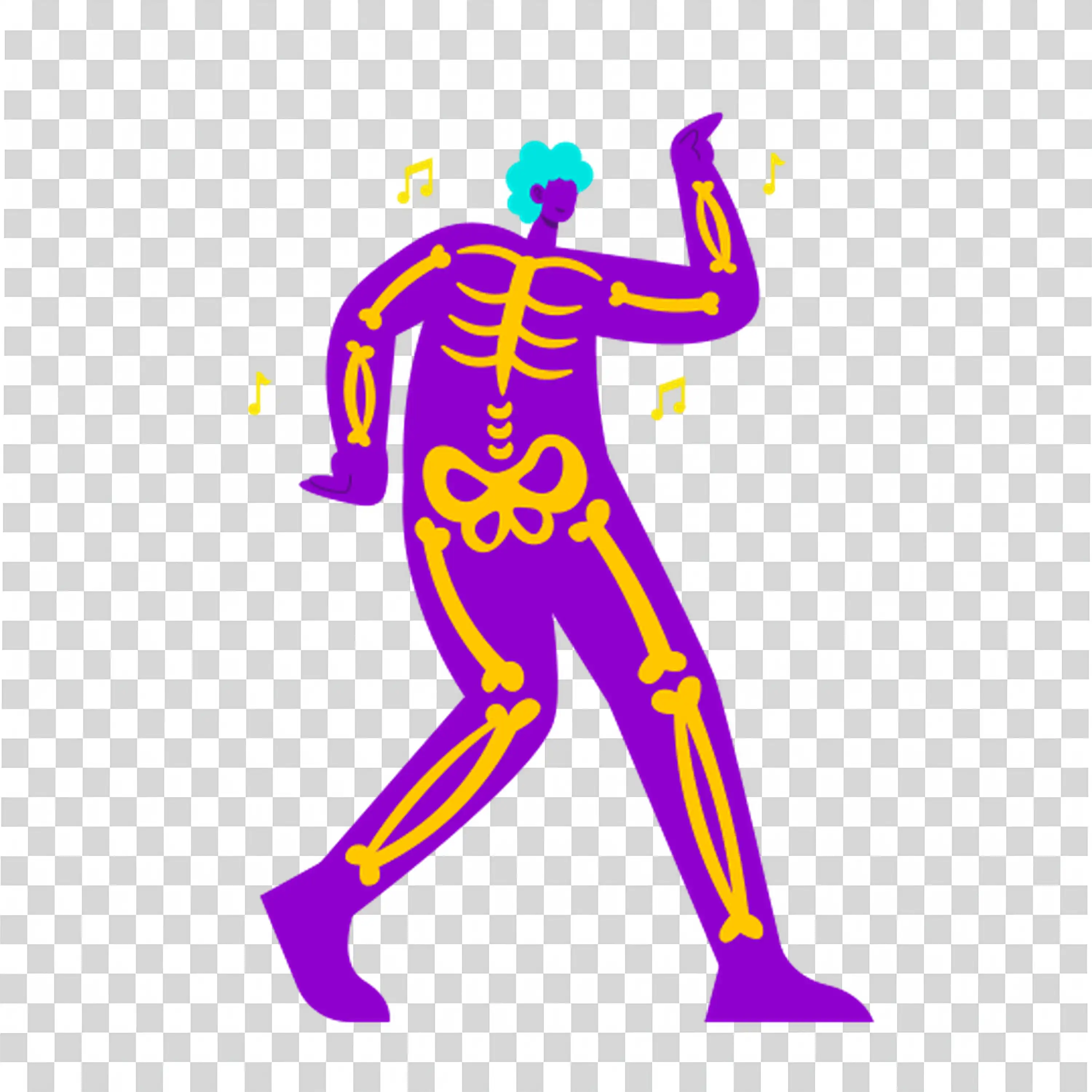 Dancing Skeleton Stars and Bones Halloween Joyful Character