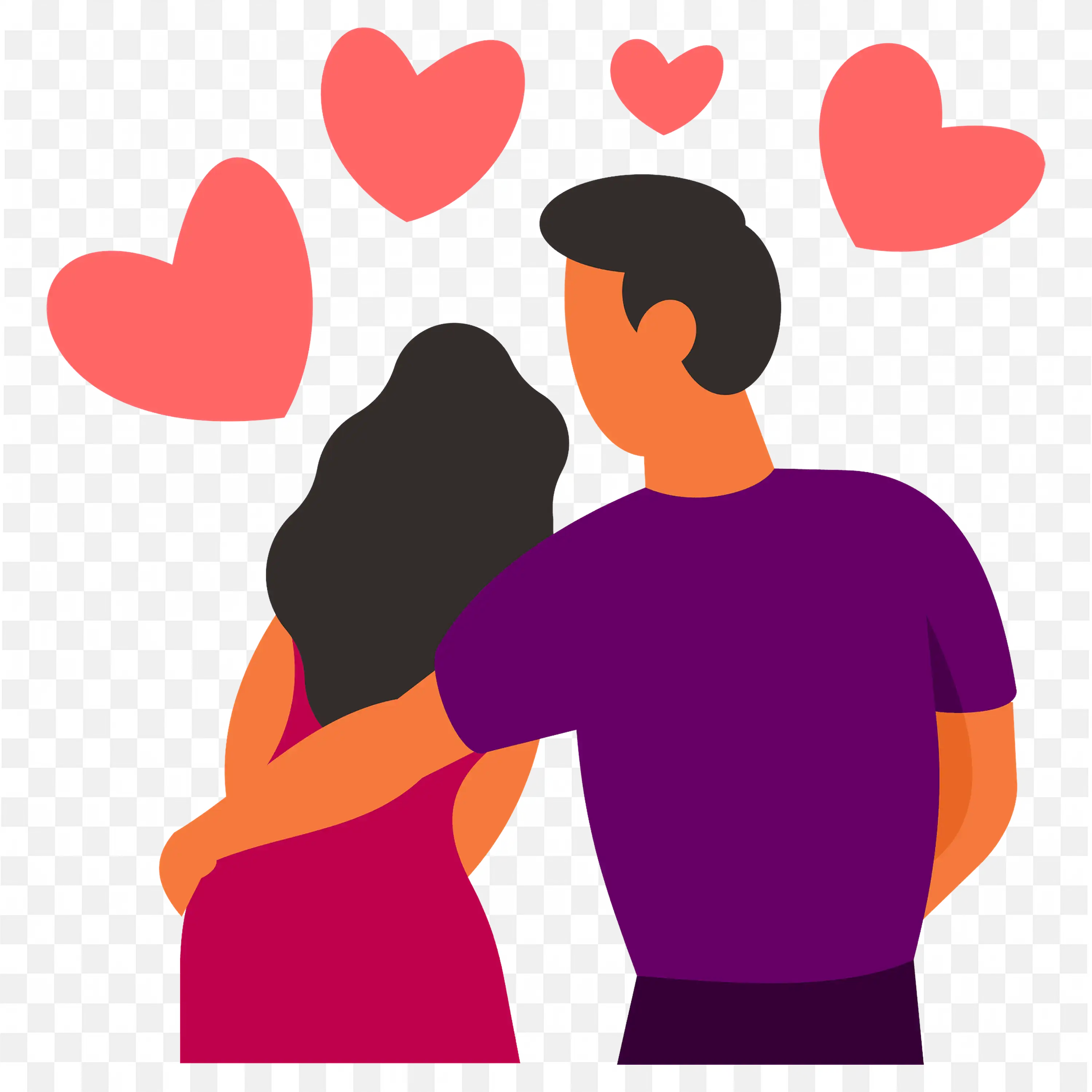 Dating Loving Couple in Heart Shaped Frame Vector Art