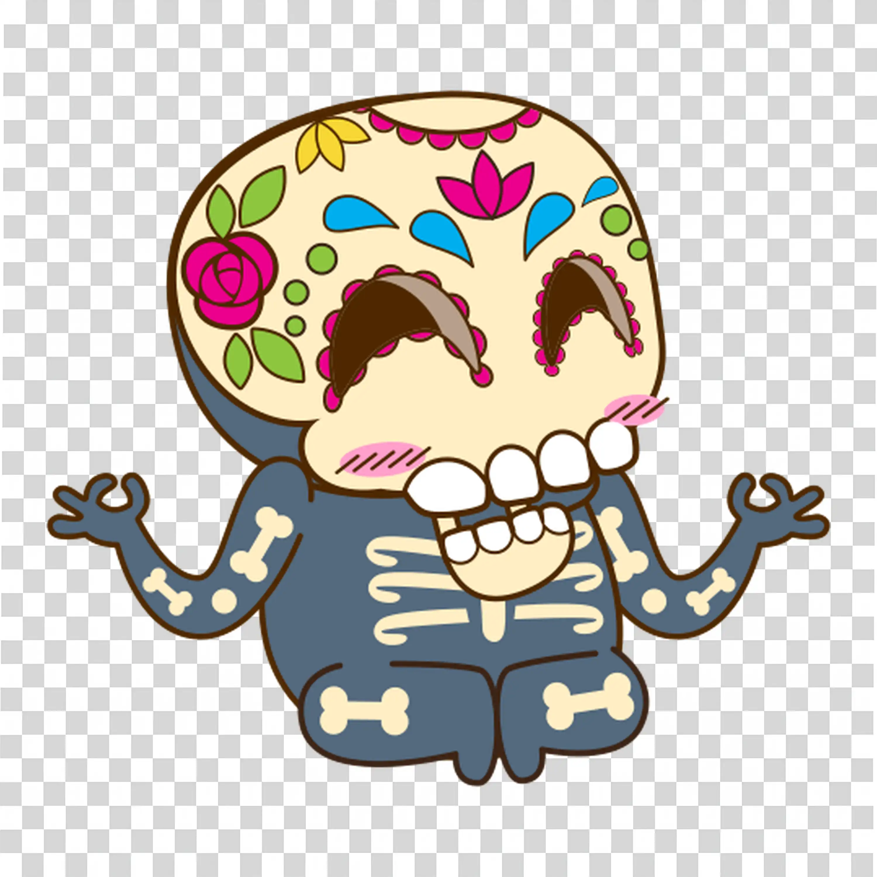 Day Of Dead Style Skull with Flowers Halloween Decorative