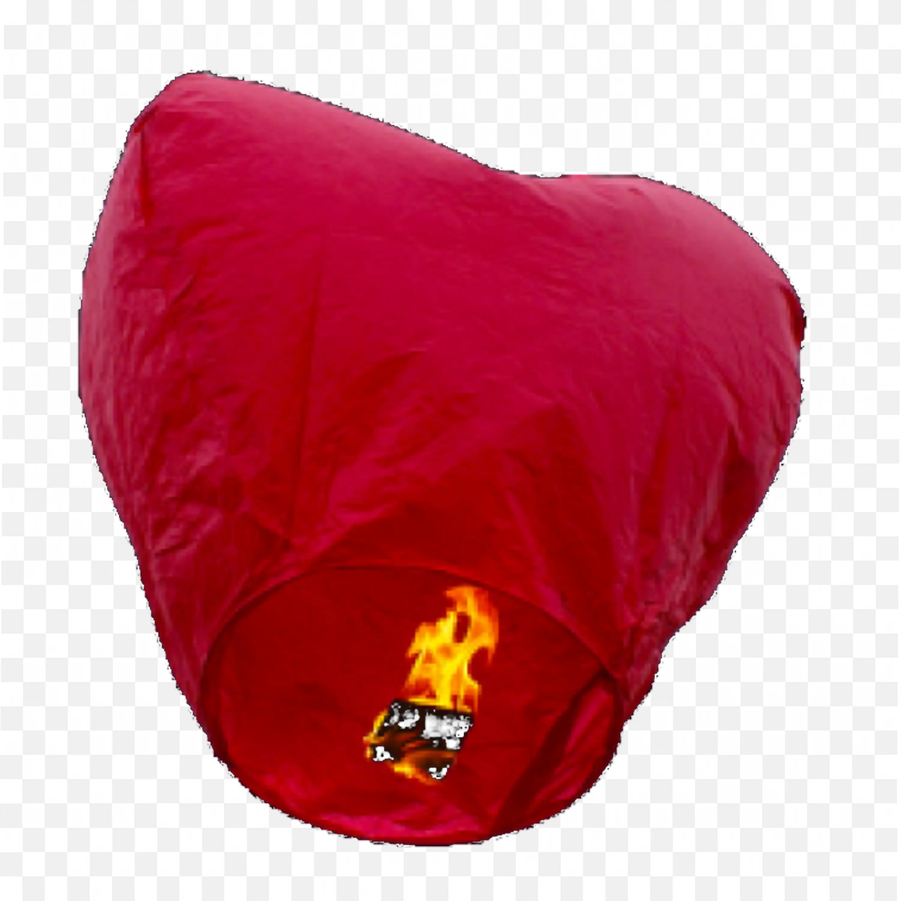 Deep Red Heart Shaped Lantern Glowing For Festival Image