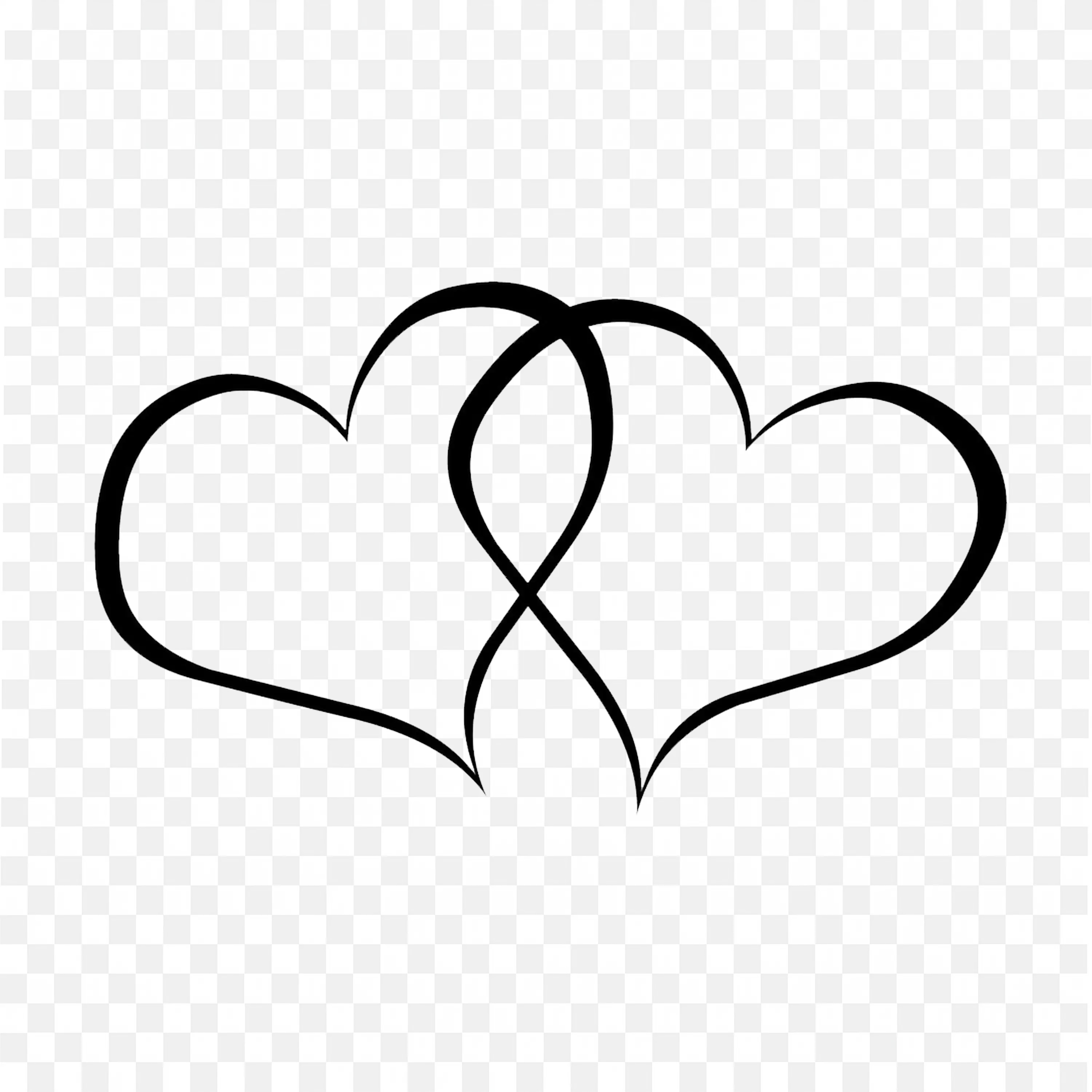 Double Heart Outline Black Love Symbol Wedding Decoration