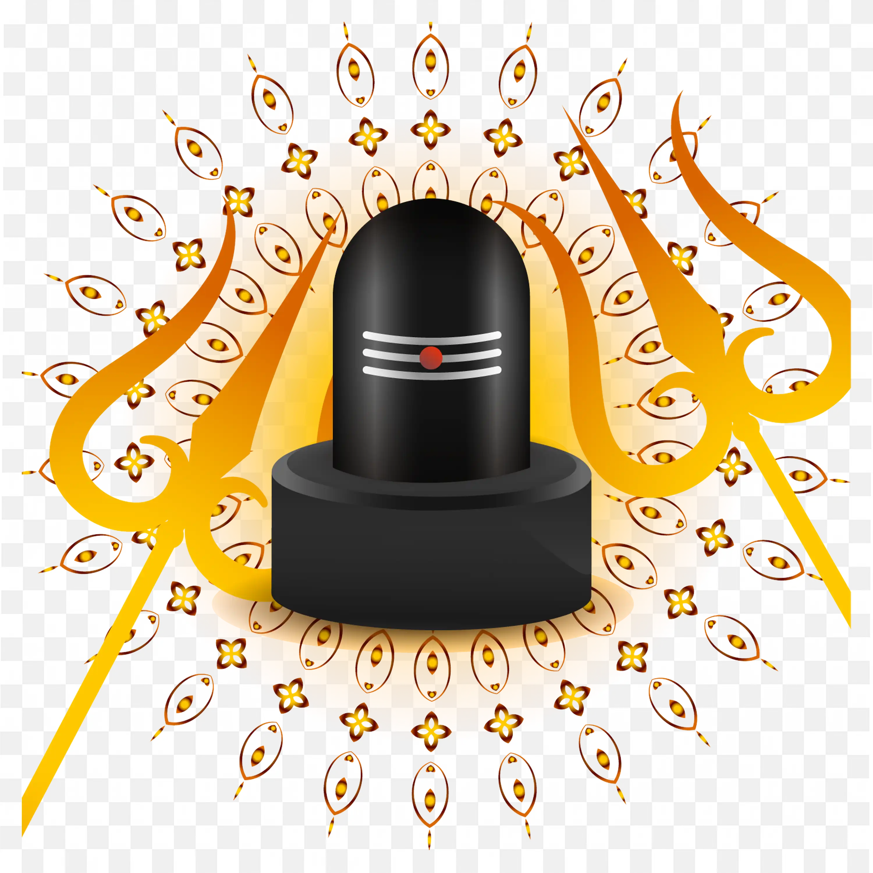Download Shivling with Glowing Background and Trishul Png Image