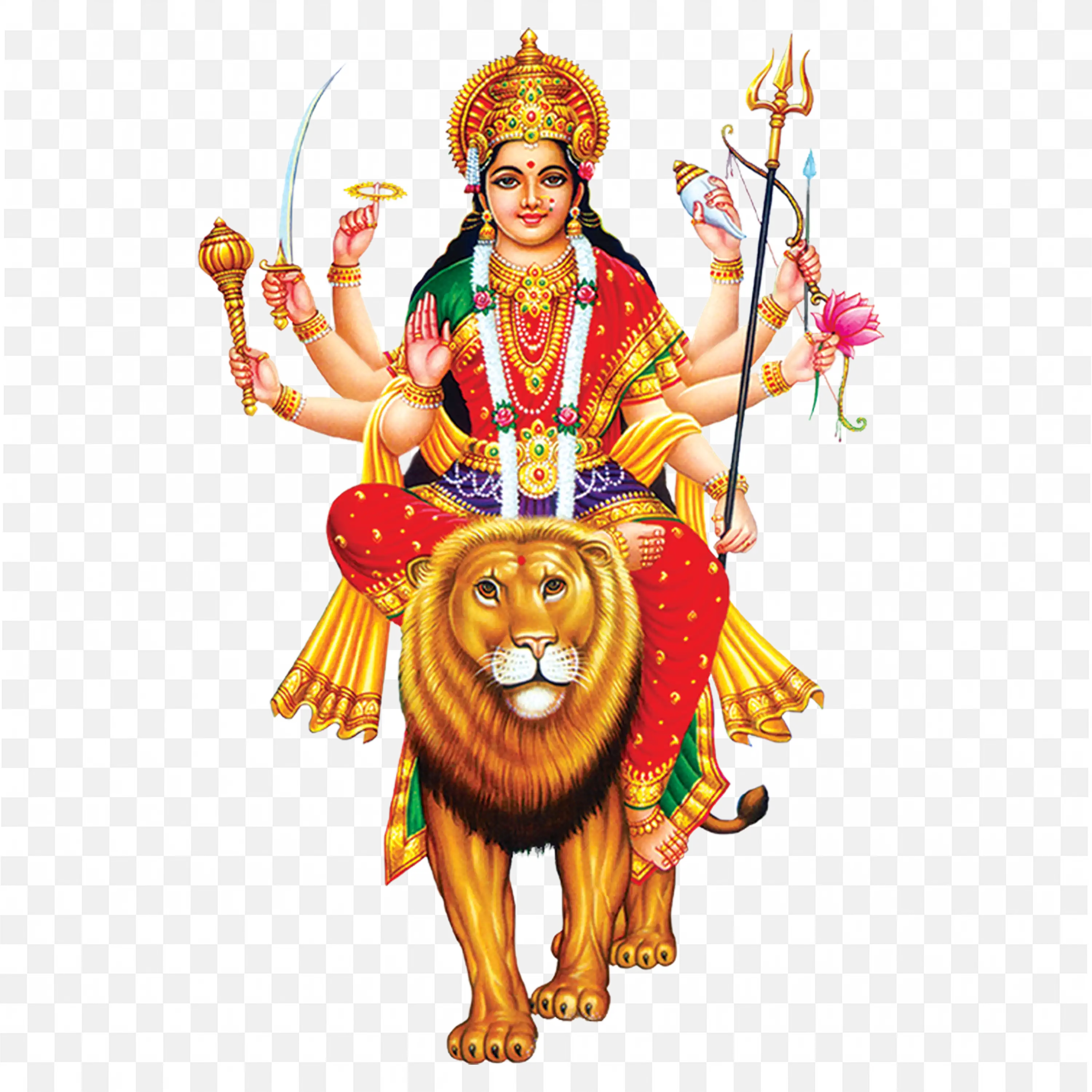 Durga Goddess Illustration Fierce Warrior with Multiple Arms