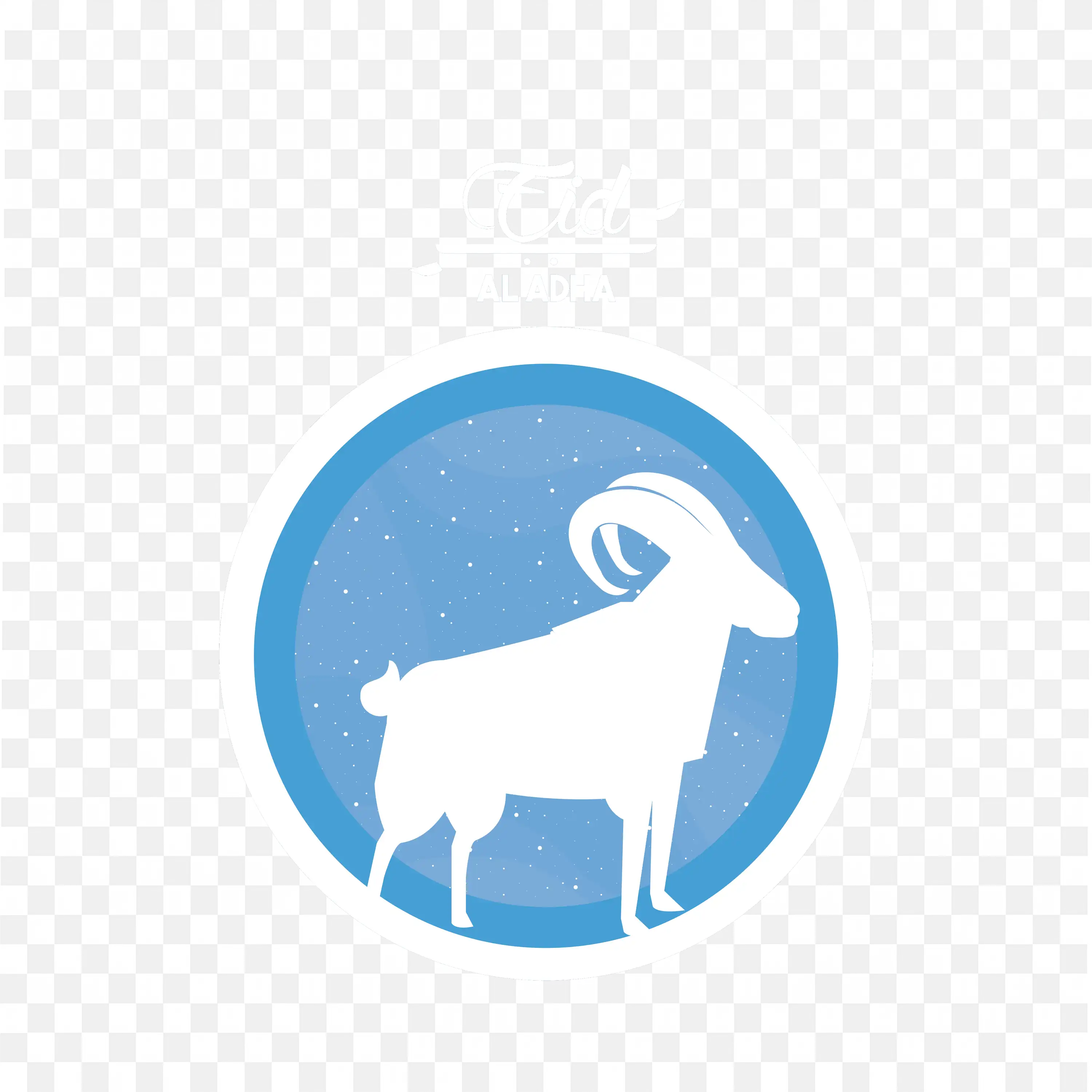 Eid al Adha Template with Goat on Blue Background PNG