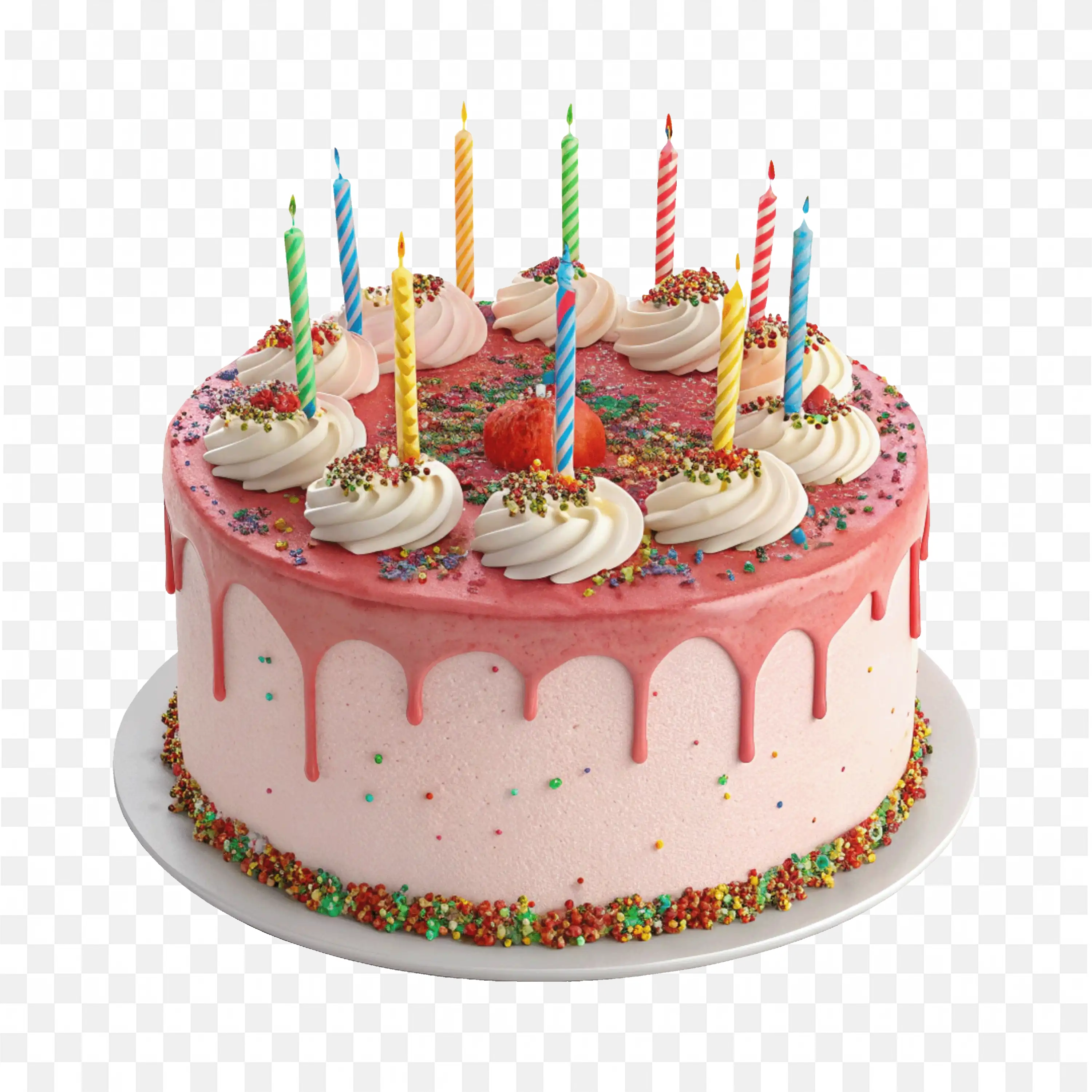 Elegant Birthday Cake PNG Stylish Candles Celebration Art