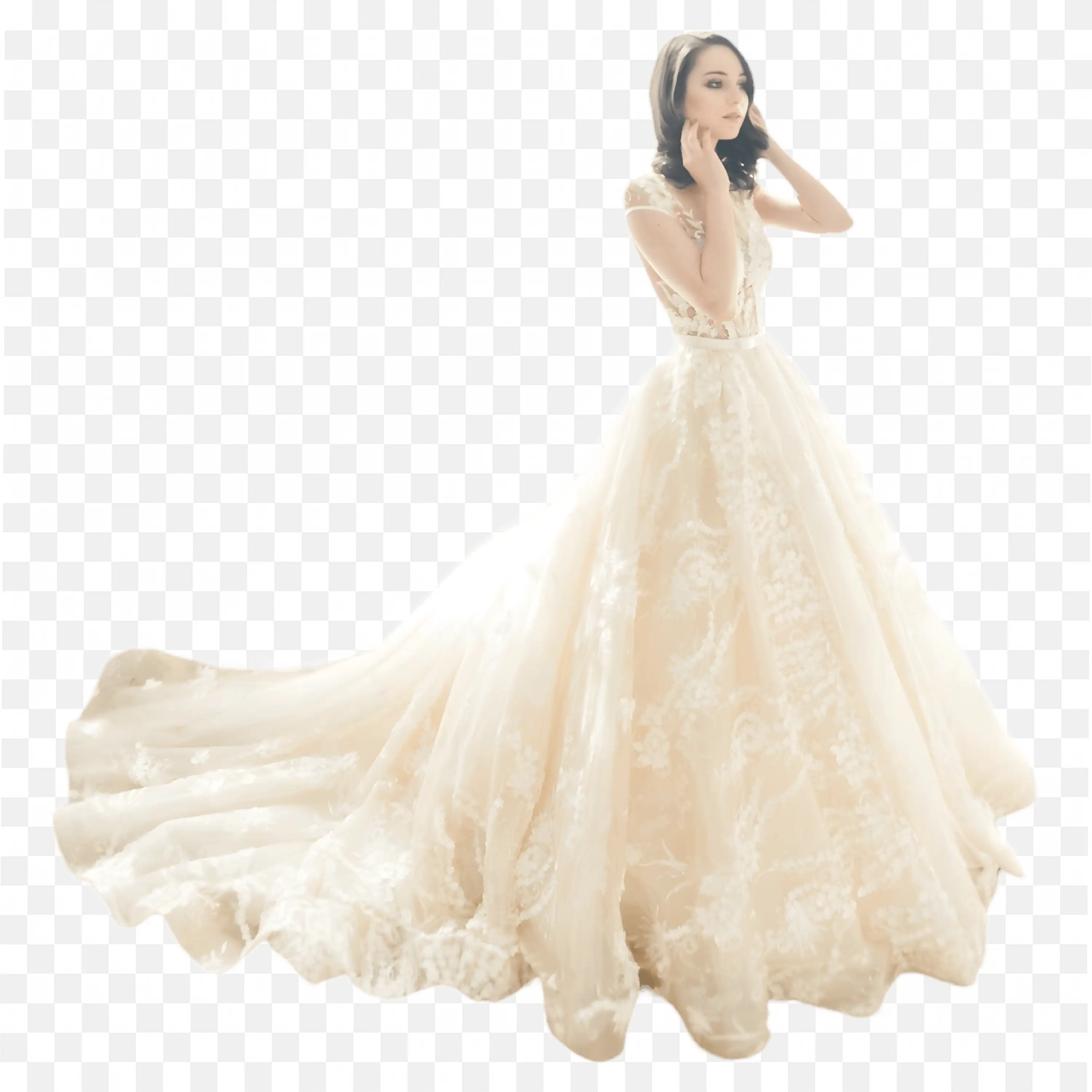 Elegant White Wedding Dress for Bride with Flowing Gown Art