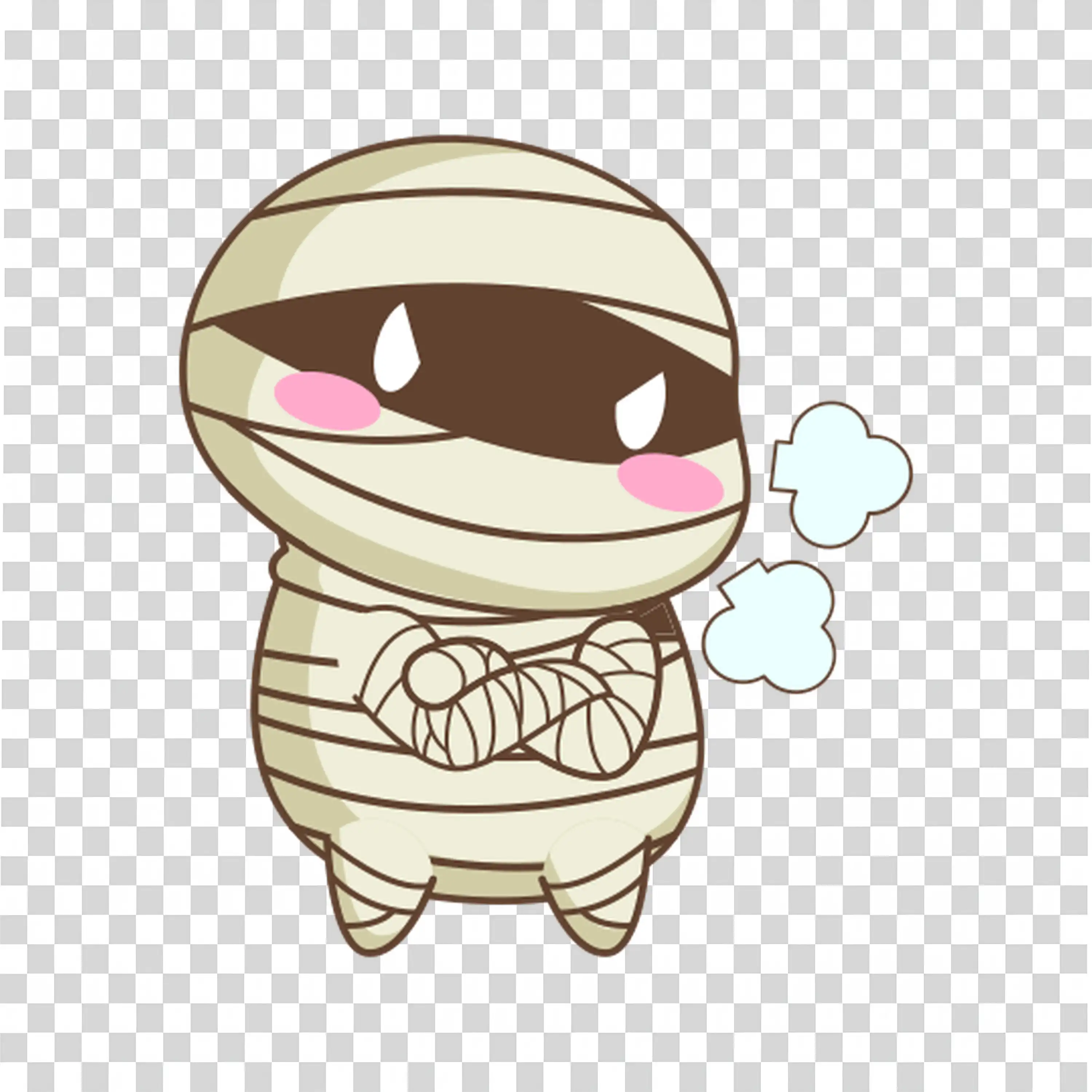 Exhausted Halloween Mummy Breathing Out Cold Air Free PNG