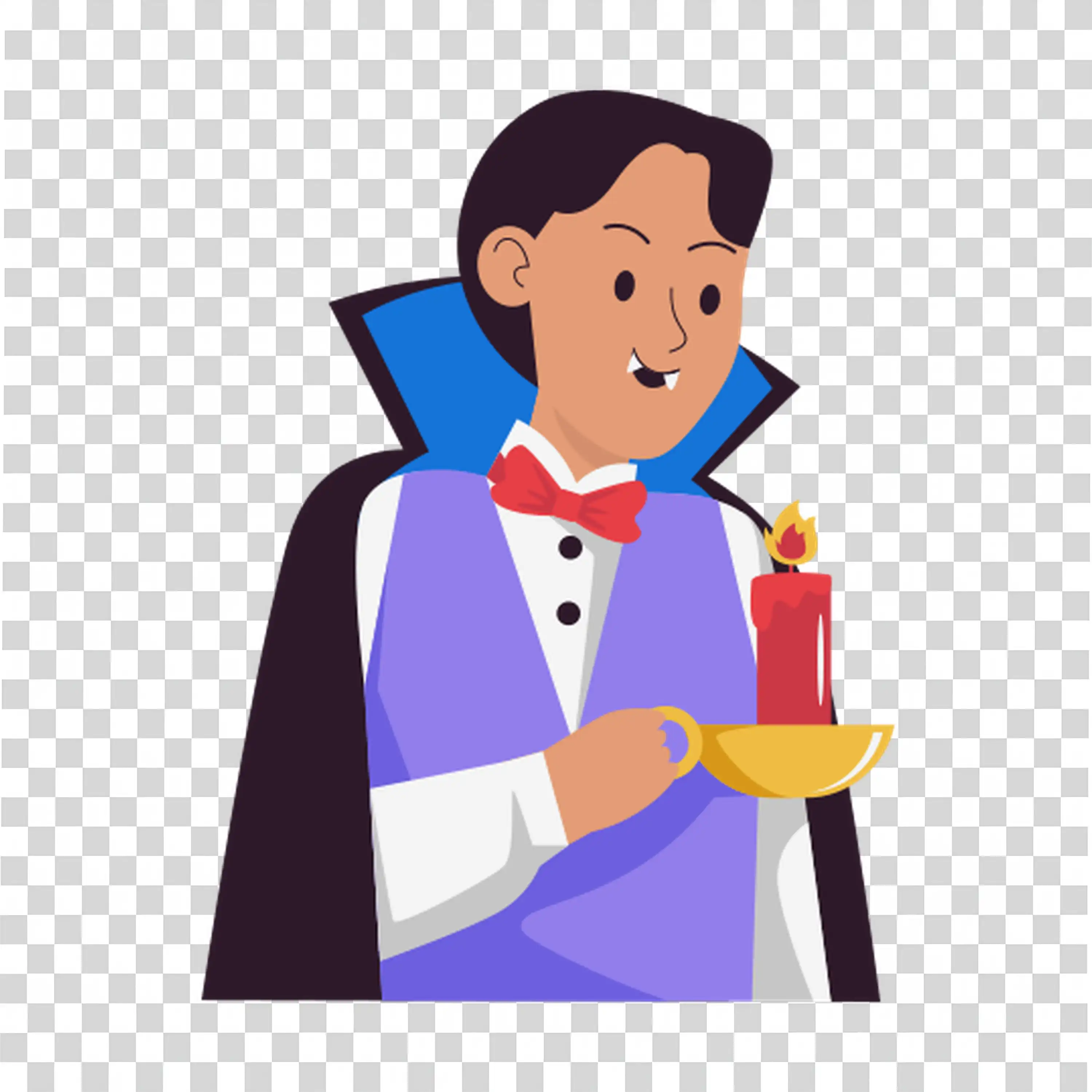 Female Character Dressed in Purple with Pumpkin for Halloween