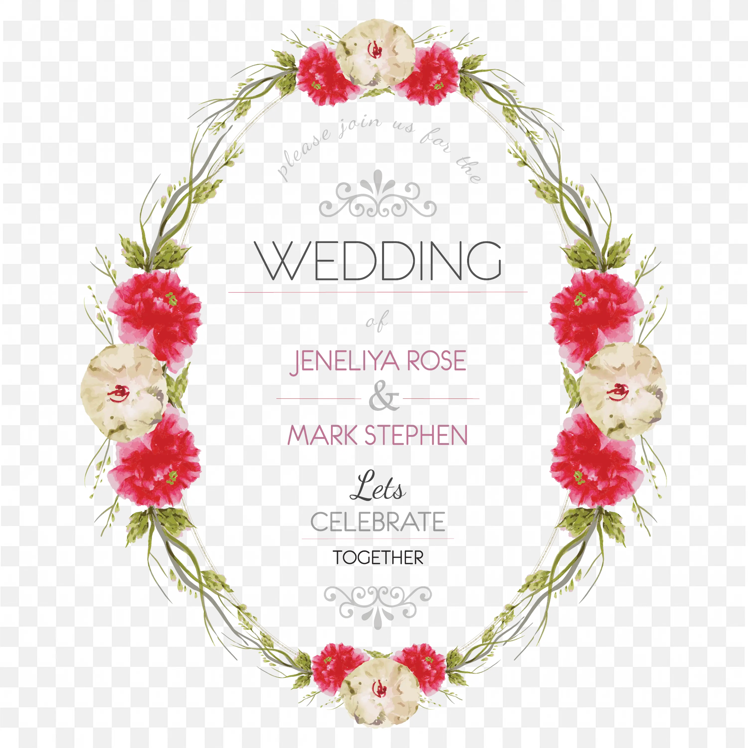 Floral Wedding Invitation Template Elegant Custom Design