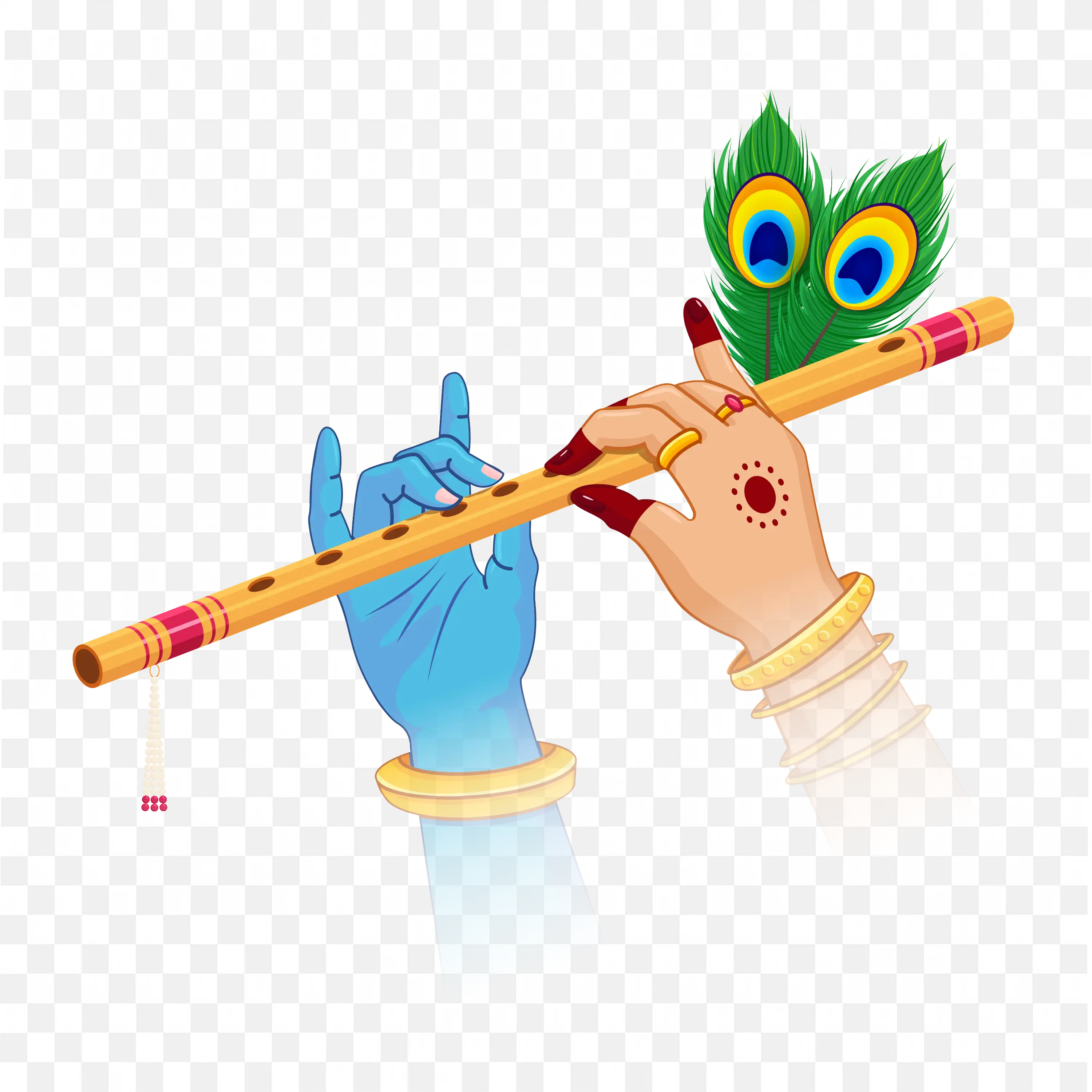 Flute and Peacock Feather Symbolizing Lord Krishna Artwork