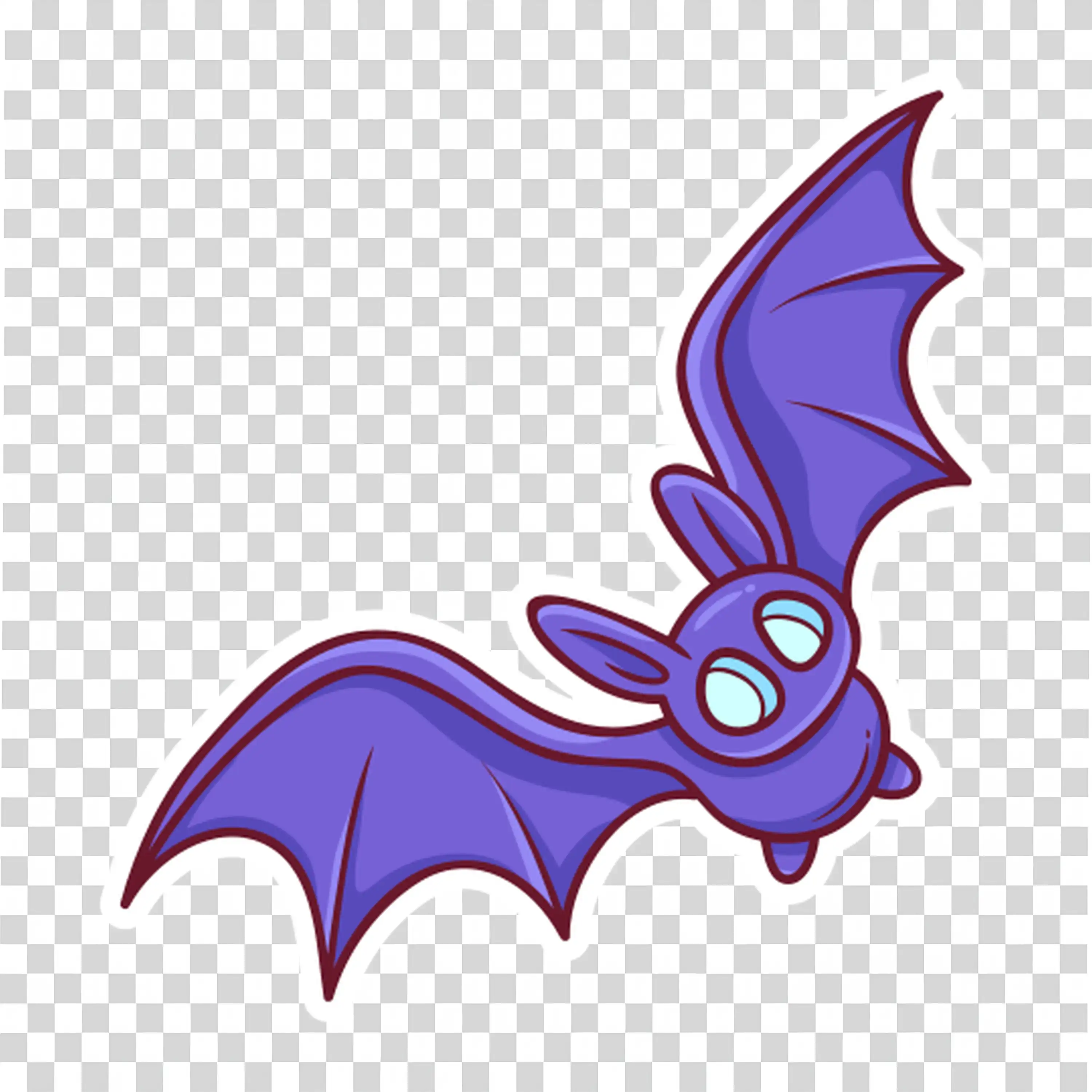 Flying Halloween Bat with Big Eyes and Purple Wings