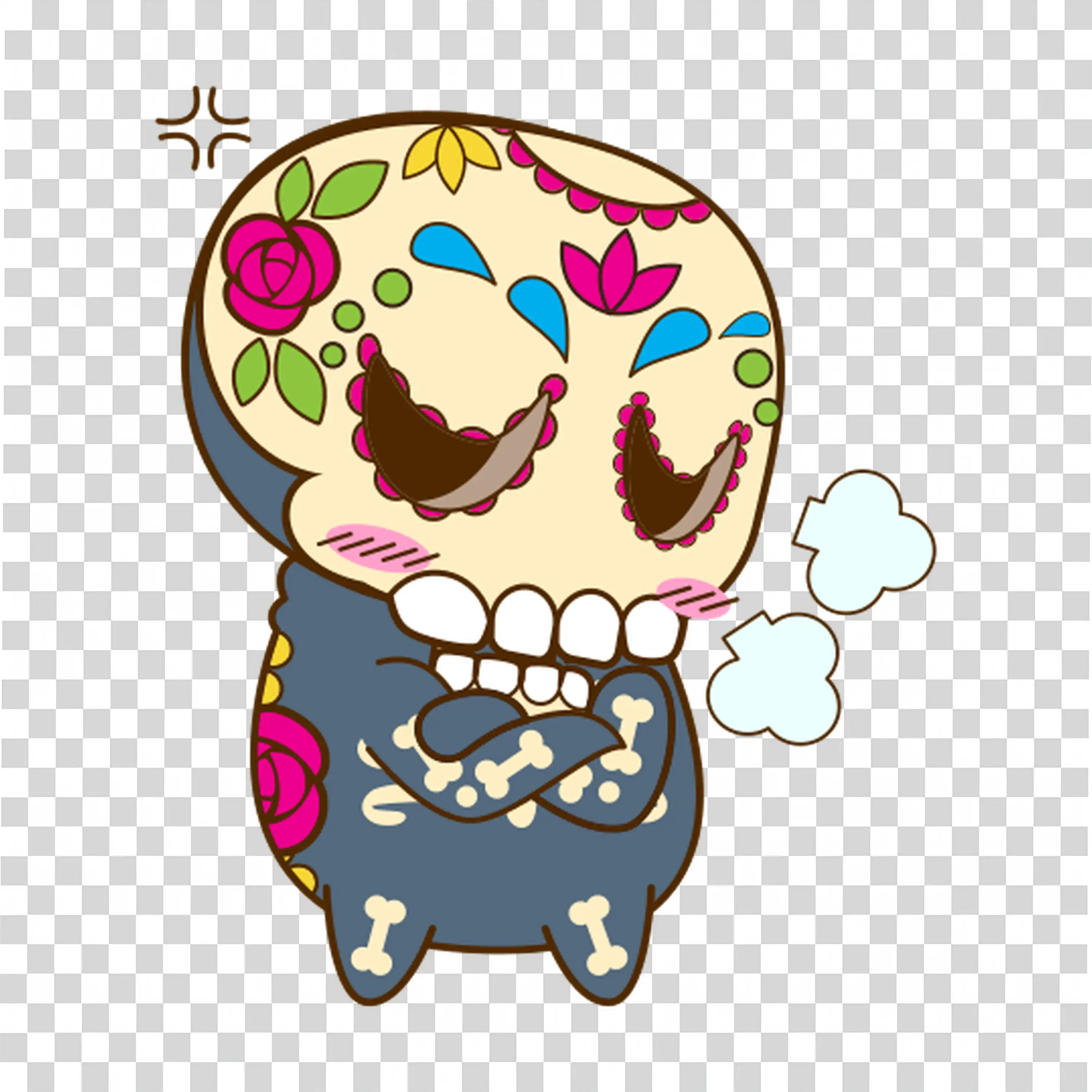 Friendly Monster Character with Green Eyes and Purple Hair