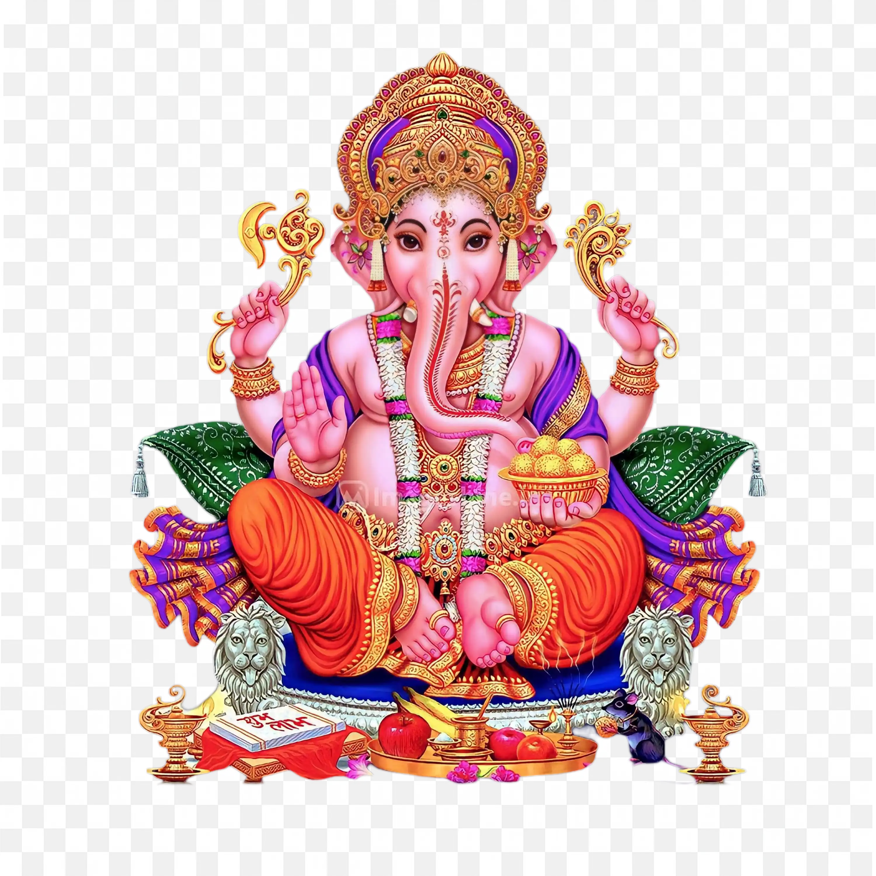 Ganesh Ji with Four Hands PNG Image Download Free