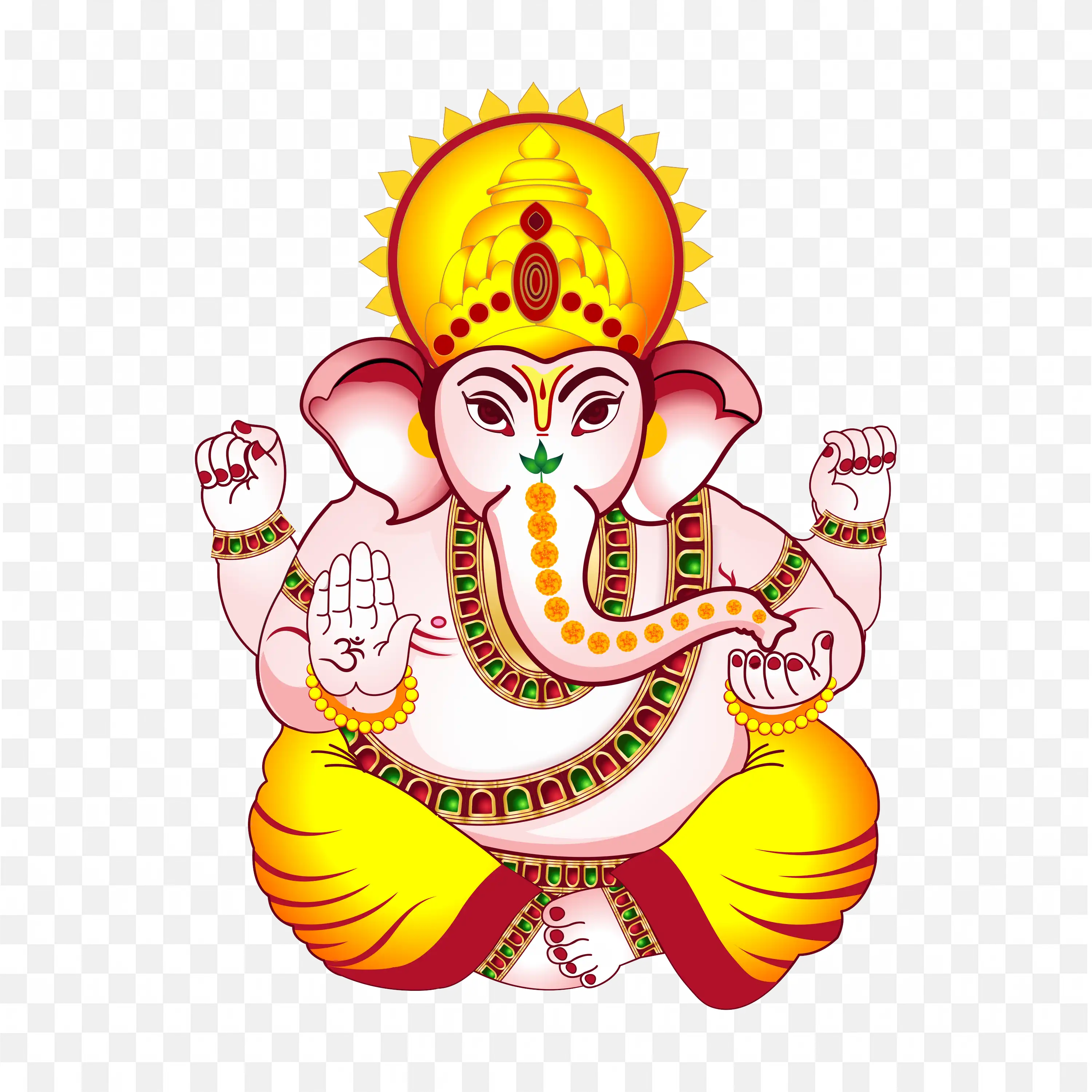 Ganesh Ji Vector Art Elegant Hindu God PNG Illustration