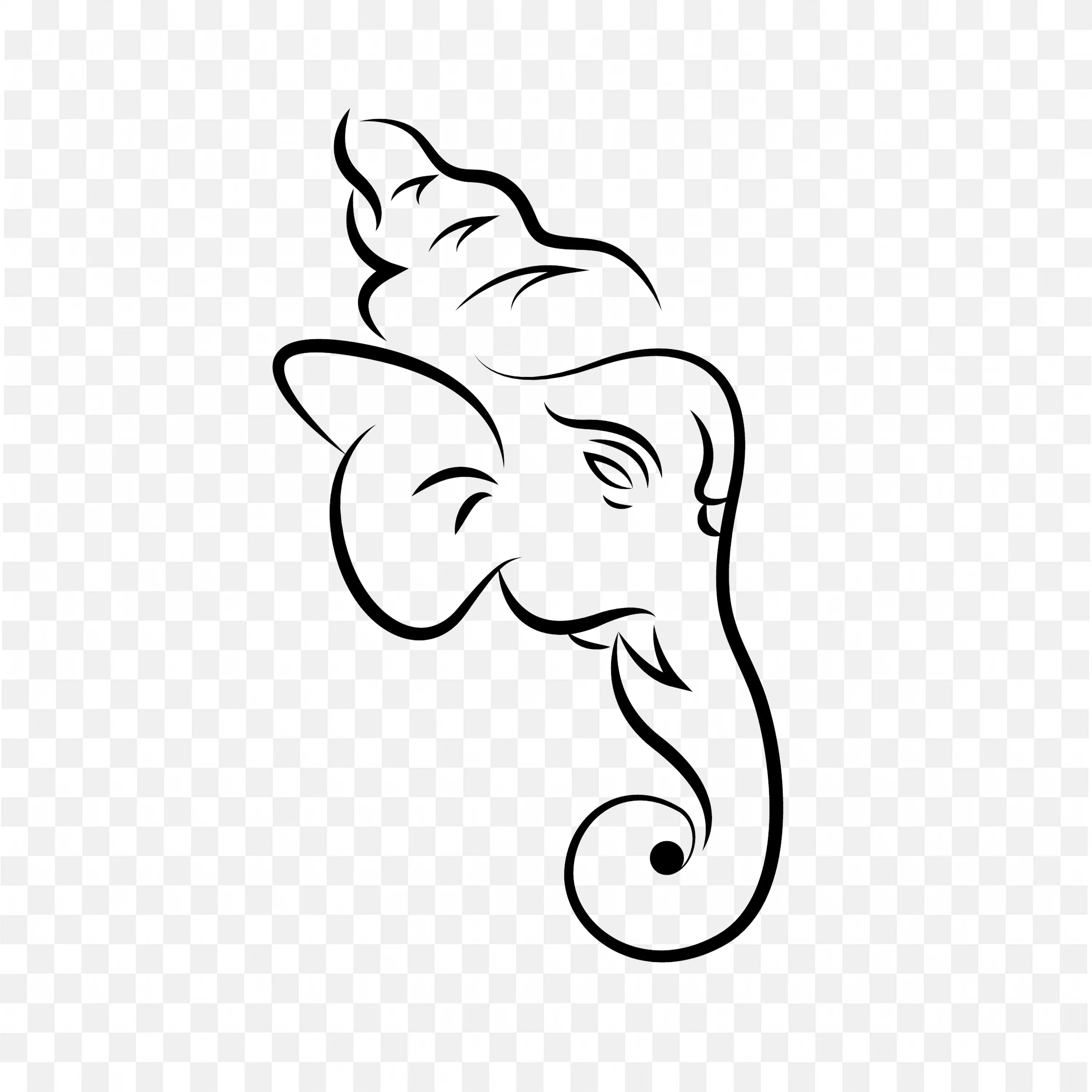 Ganesha Creative PNG Elegant Head Line Art Design