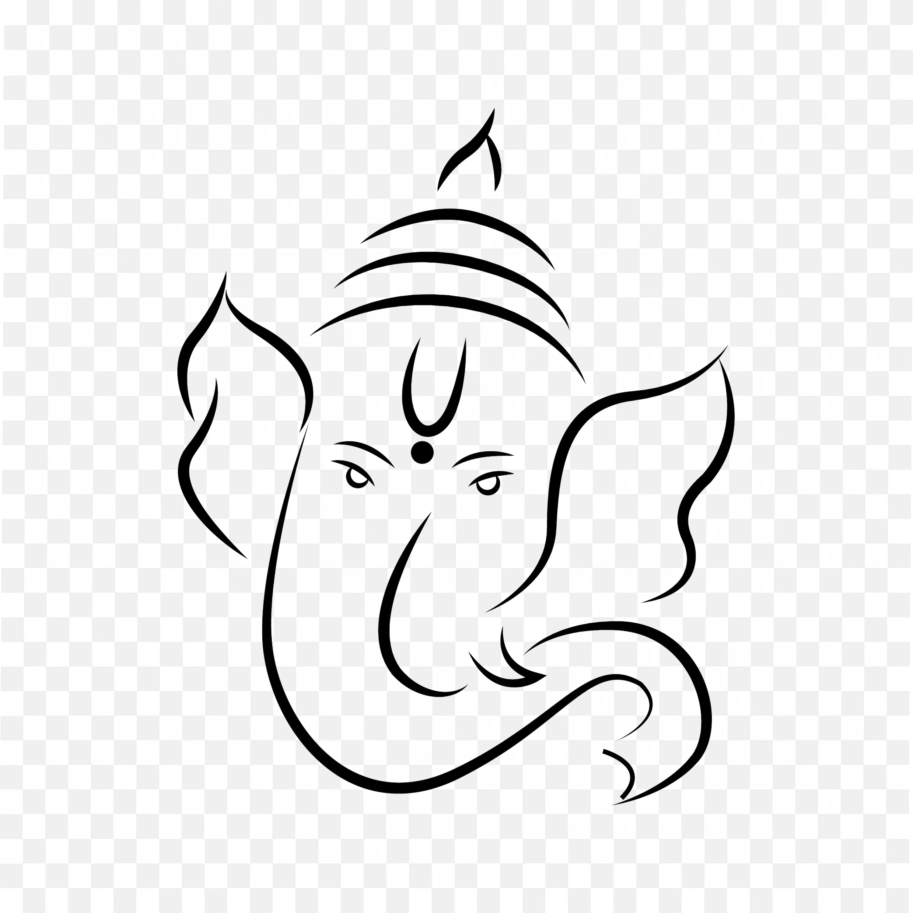 Ganesha Head Line Art Minimalist Hindu God PNG Design
