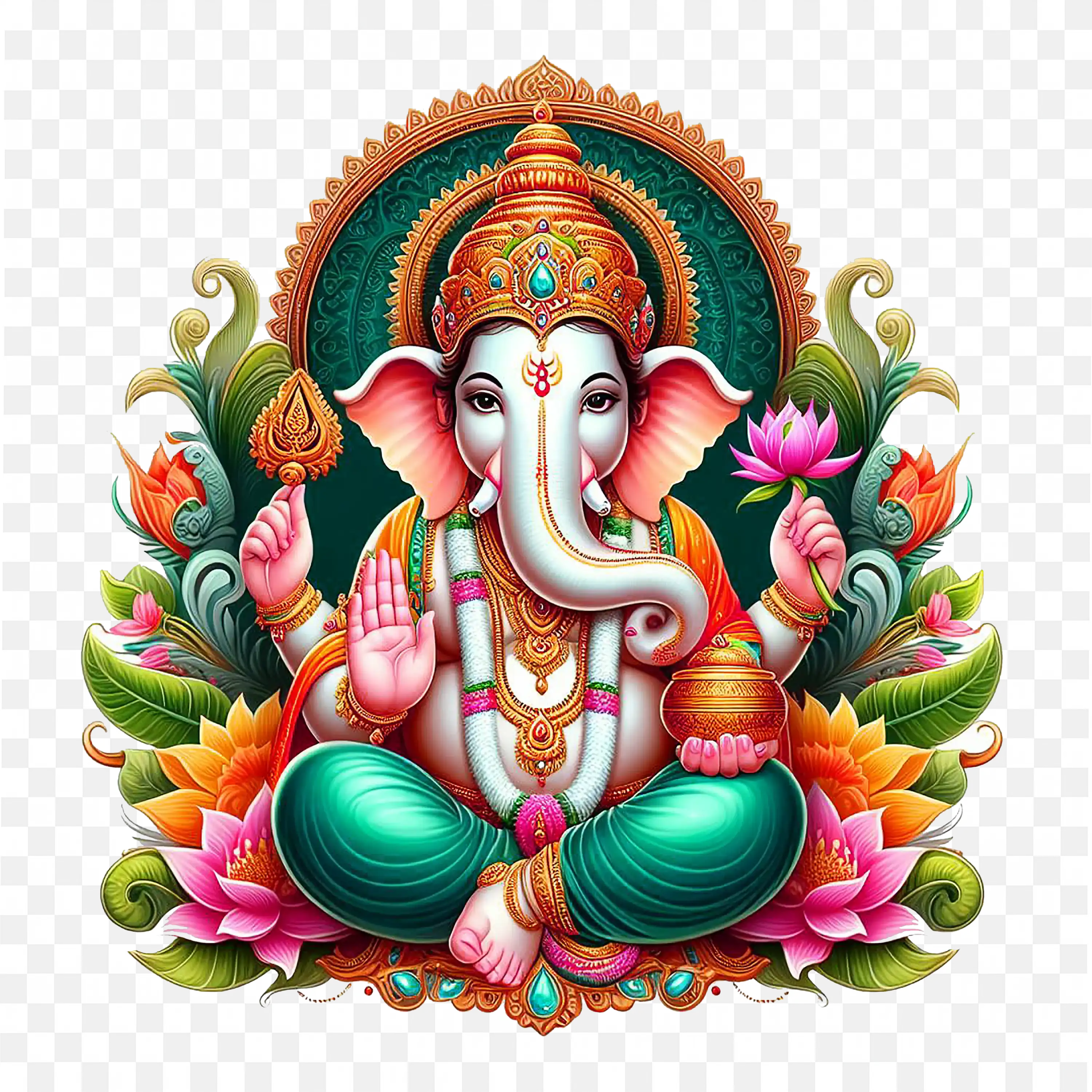 Ganpati Bappa Sticker Cute Hindu God Ganesha Art