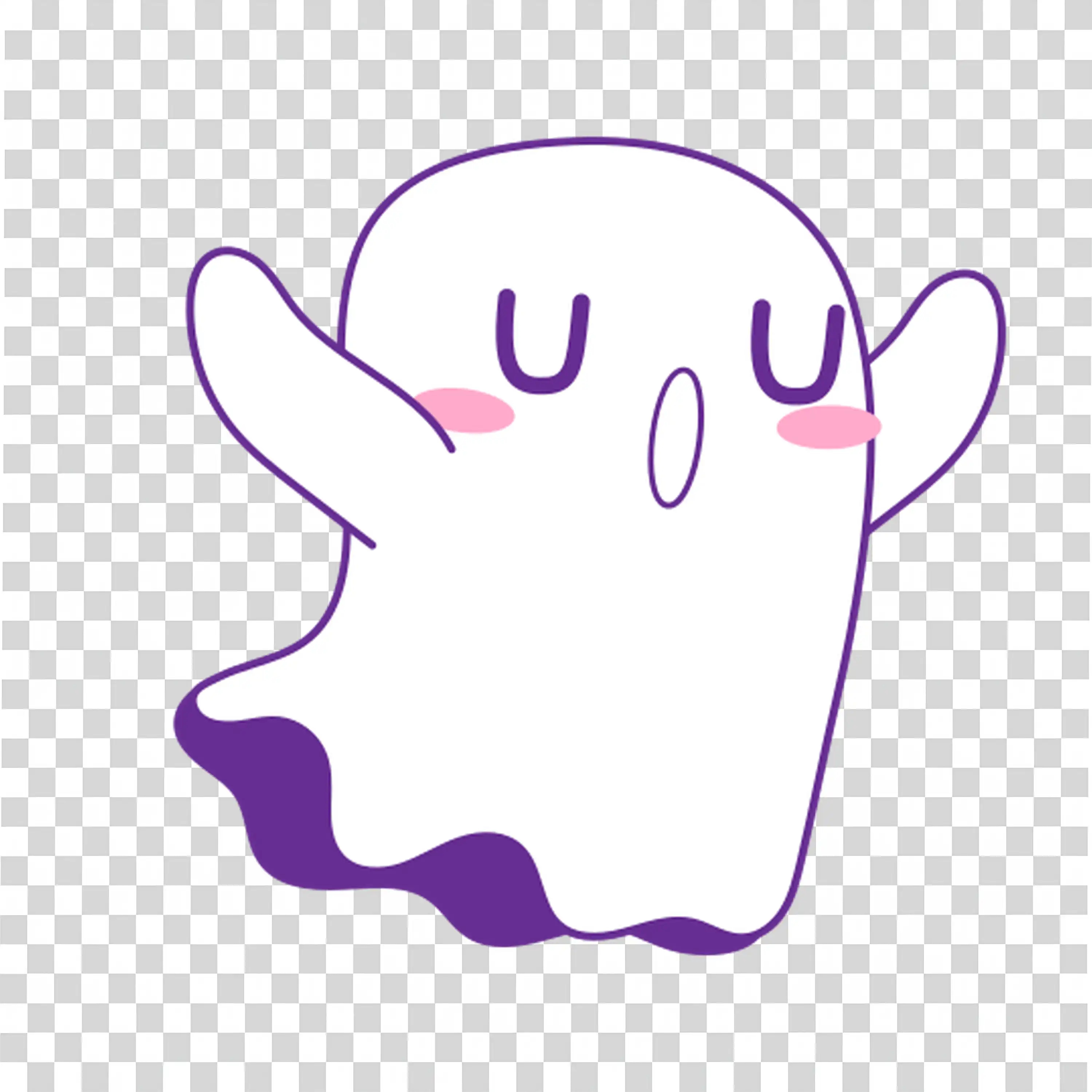 Ghost Character Floating and Wearing a Big Purple Bow