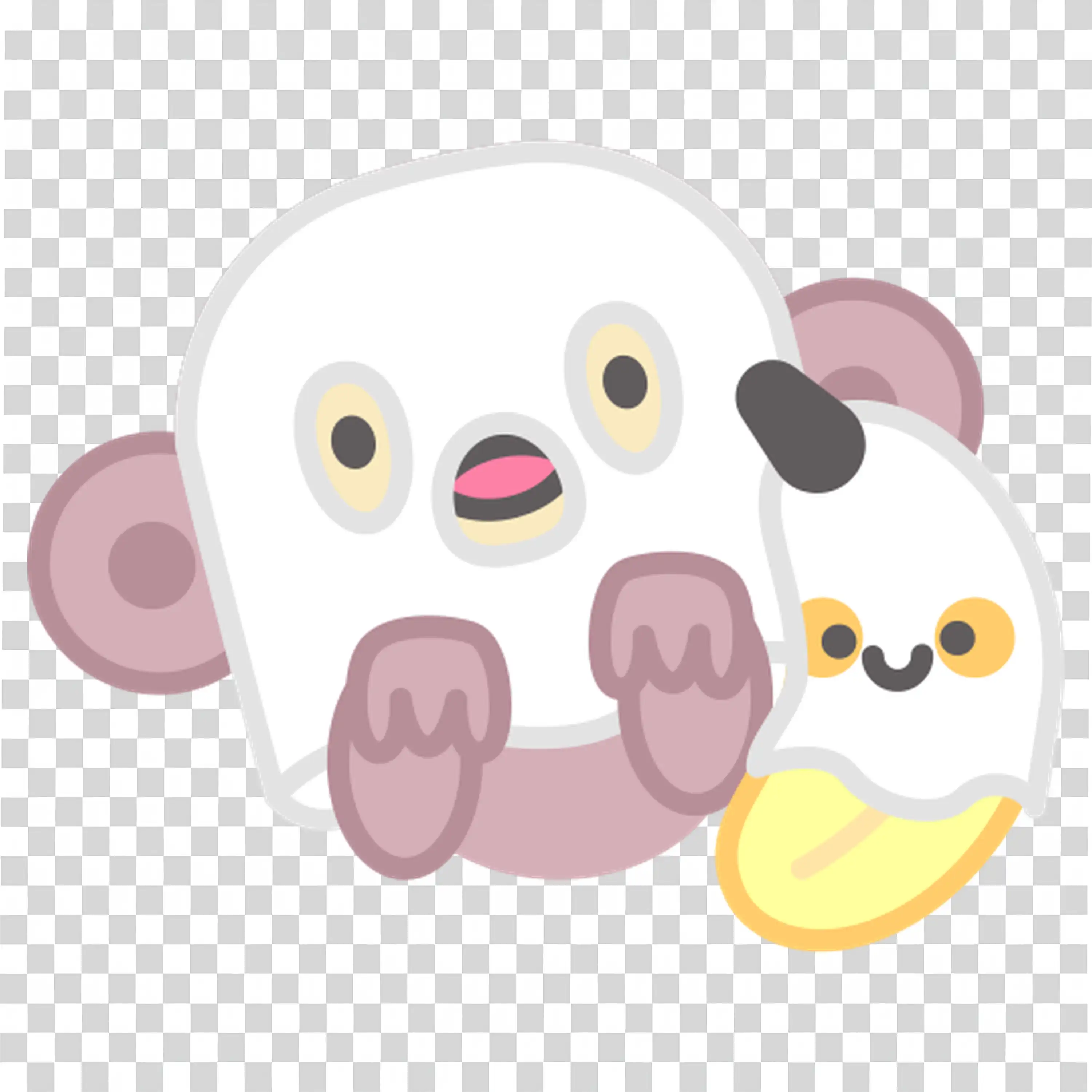 Ghost Owl Duo Floating Above Pumpkin Halloween Character