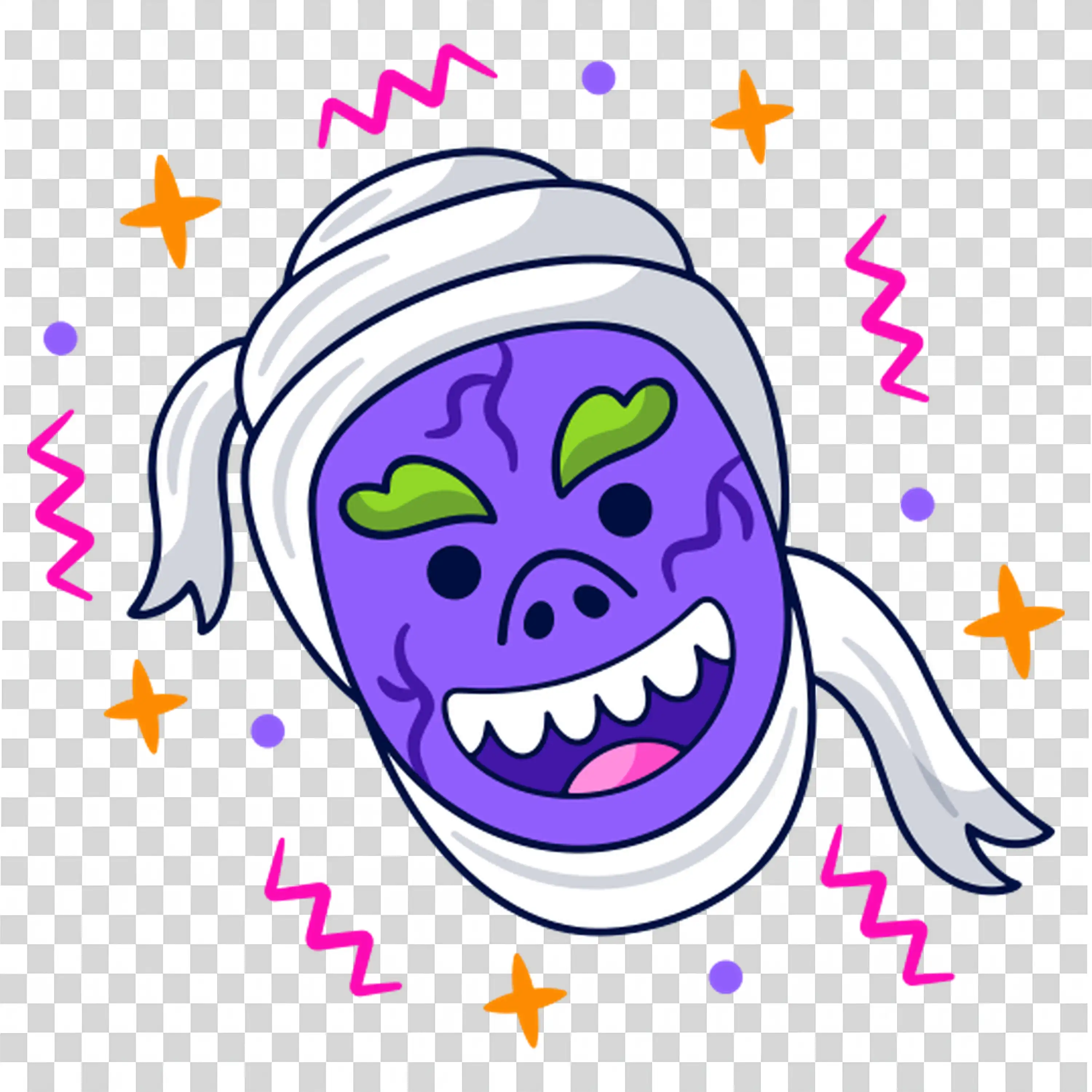 Ghost Wearing a Purple Mask with Spooky Glowing Eyes