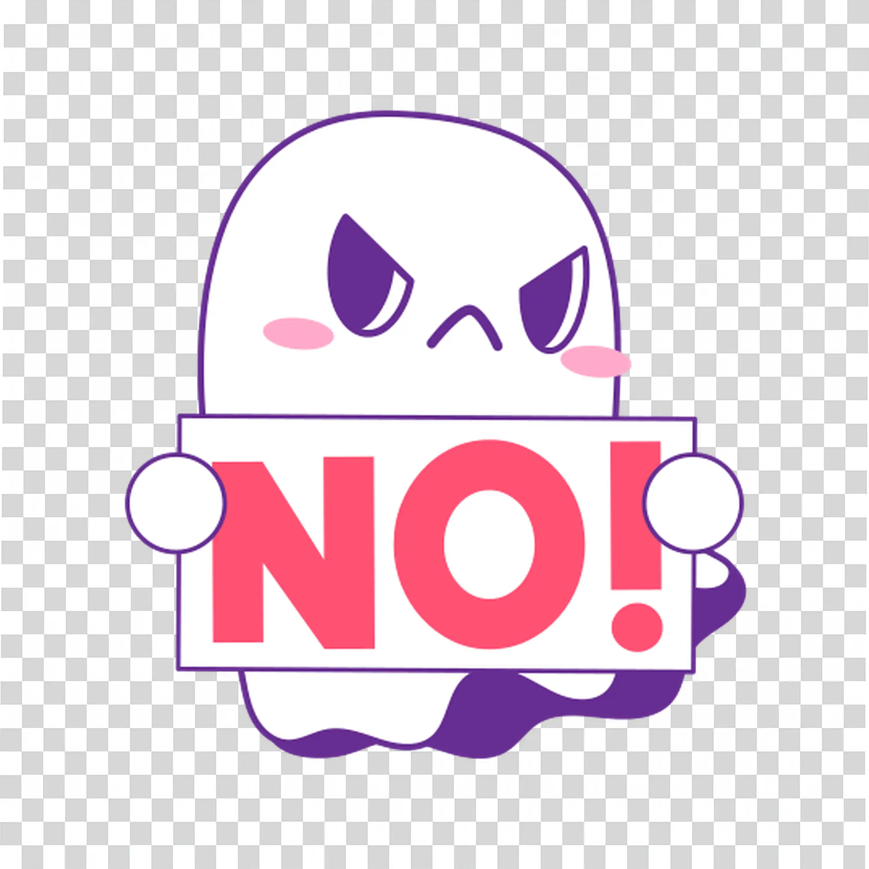 Ghost with a Big No Sign Above It in a Spooky Setting