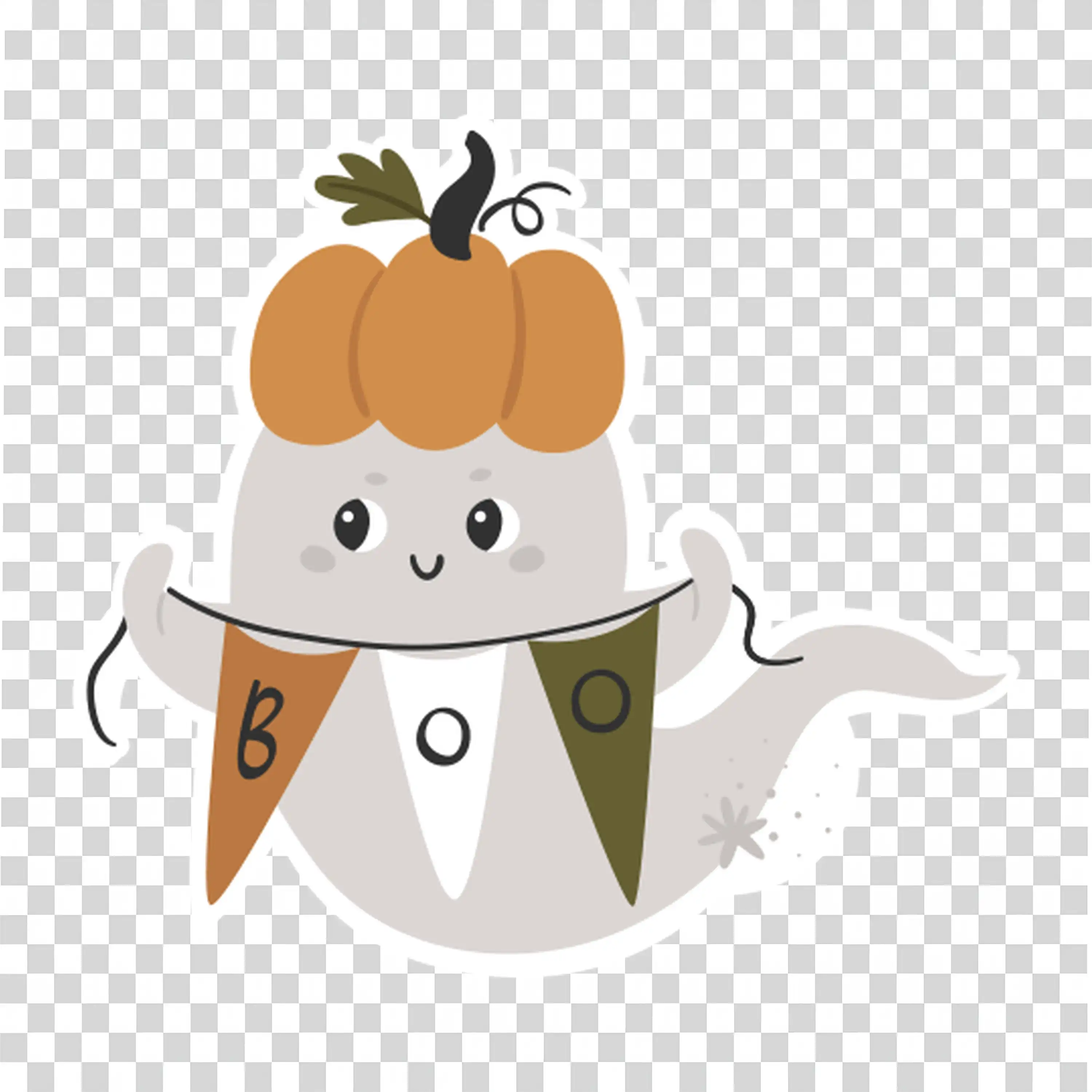 Ghost with Pumpkin Head and Halloween Party Spirit