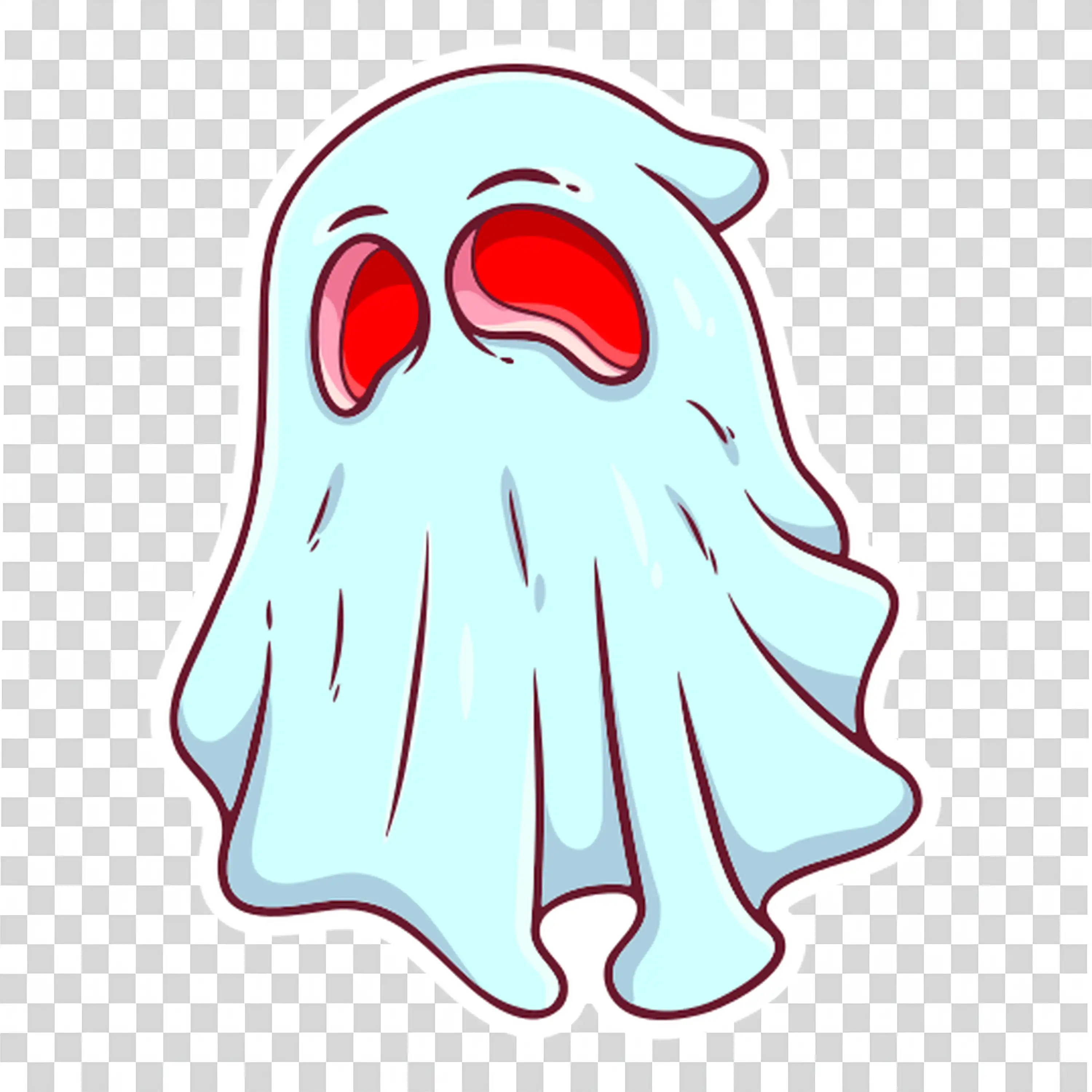 Ghost with Red Eyes Floating in a Spooky Halloween Night
