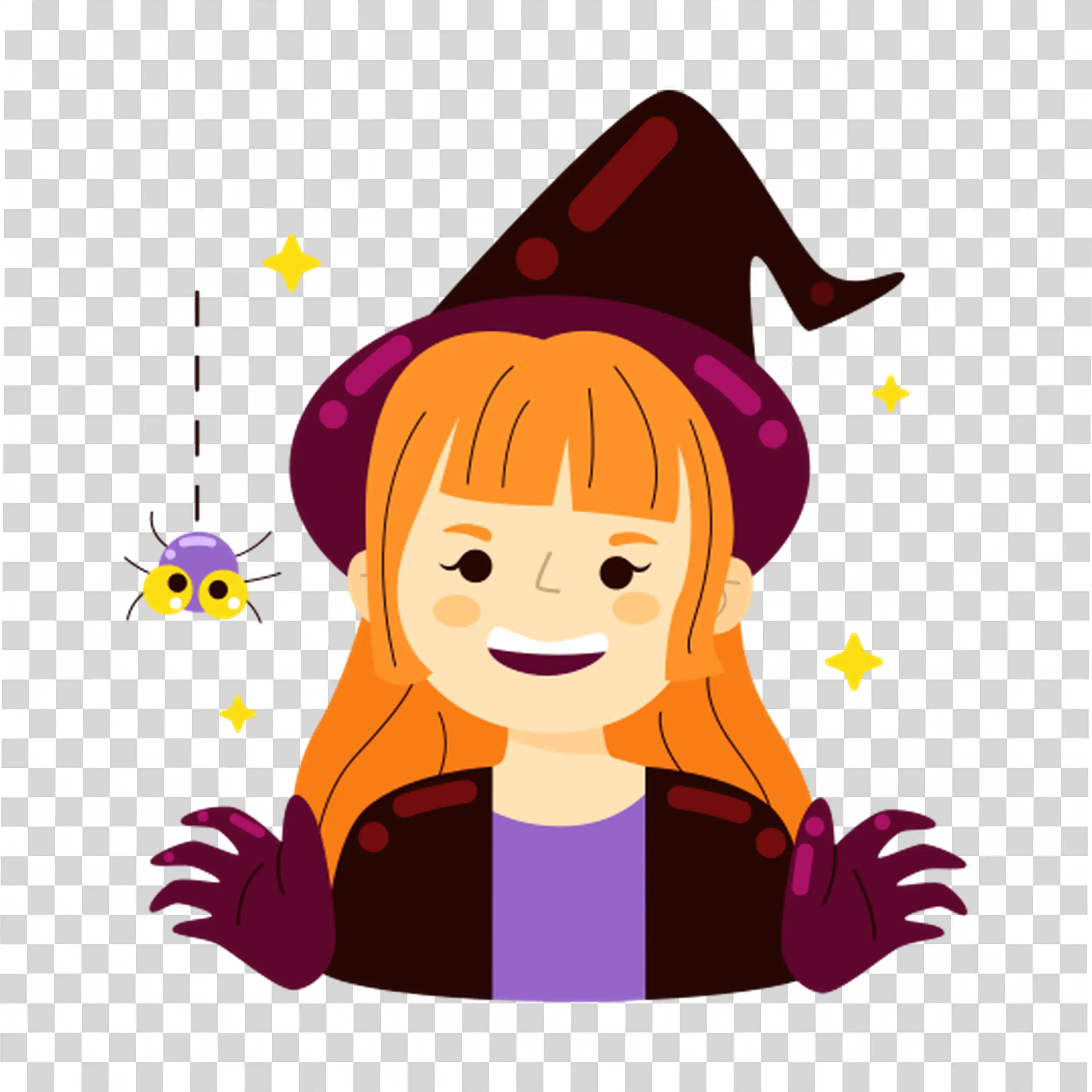 Girl in Witch Costume Smiling with Halloween Spirit