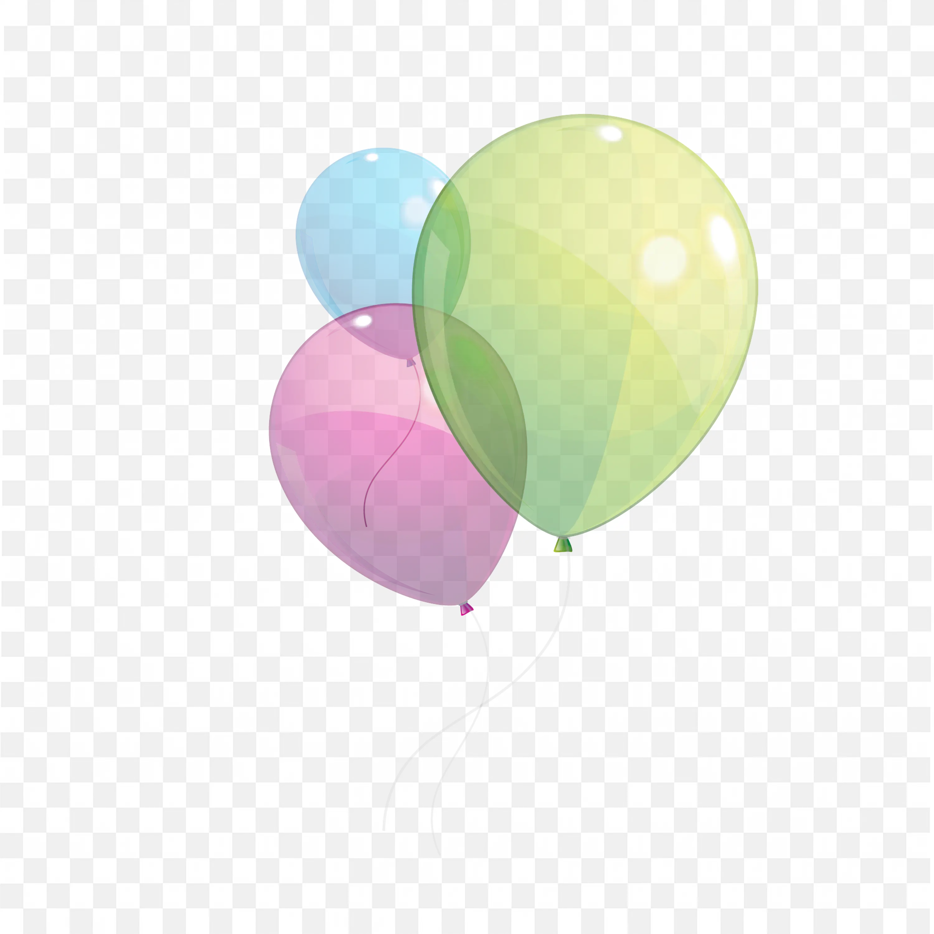 Glossy Balloons PNG GreenishYellow Magenta AND Blue Art
