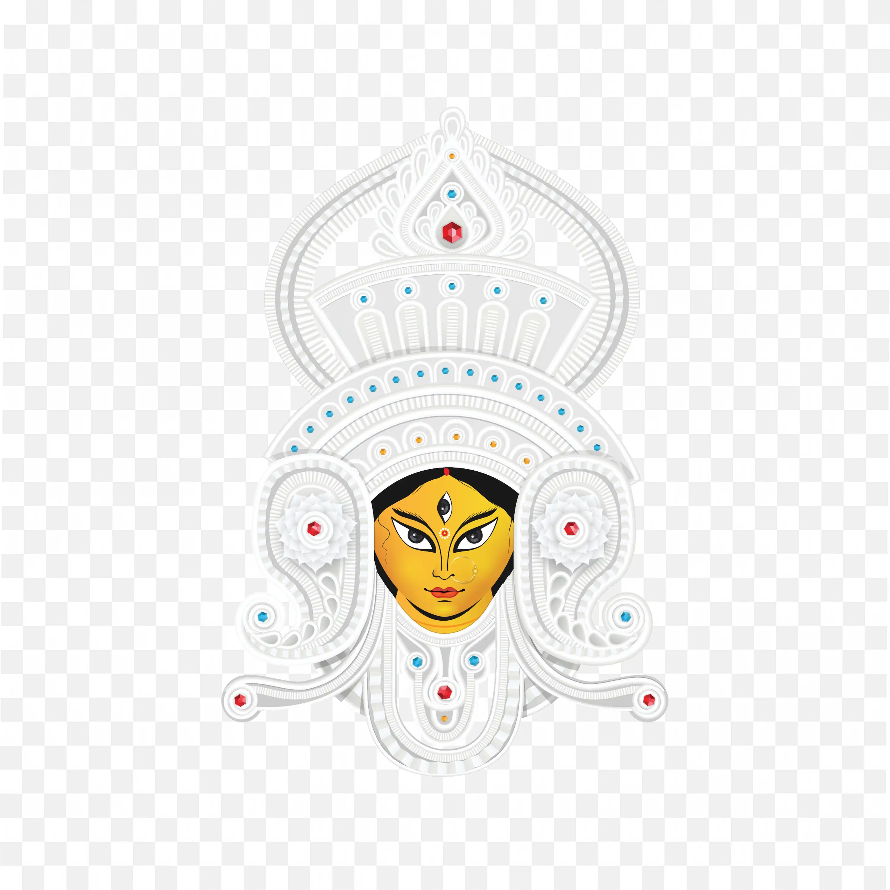 Goddess Durga Face Illustration Divine Hindu Art PNG