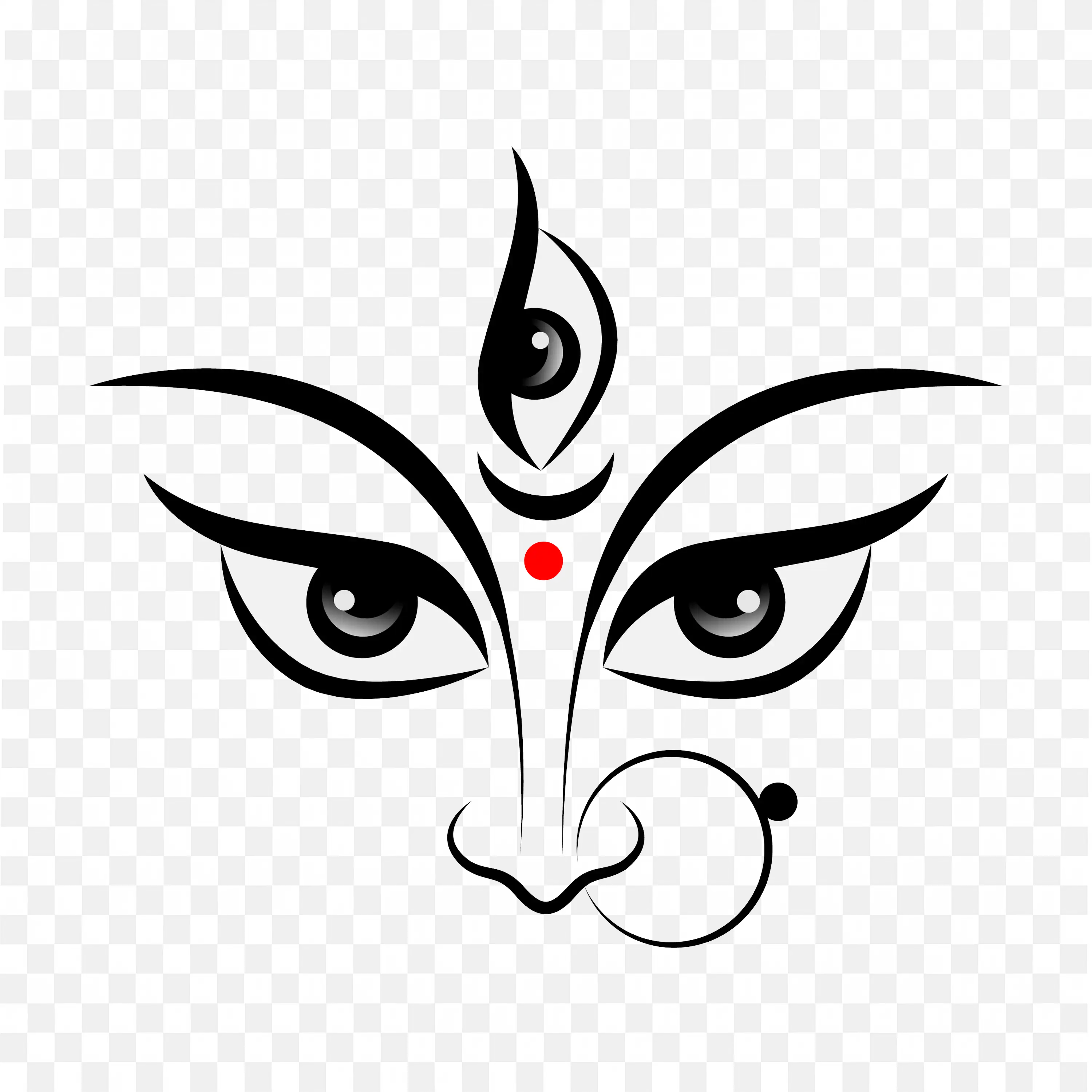 Goddess Durga Face Art Eyes Third Eye and Bindi Symbolism