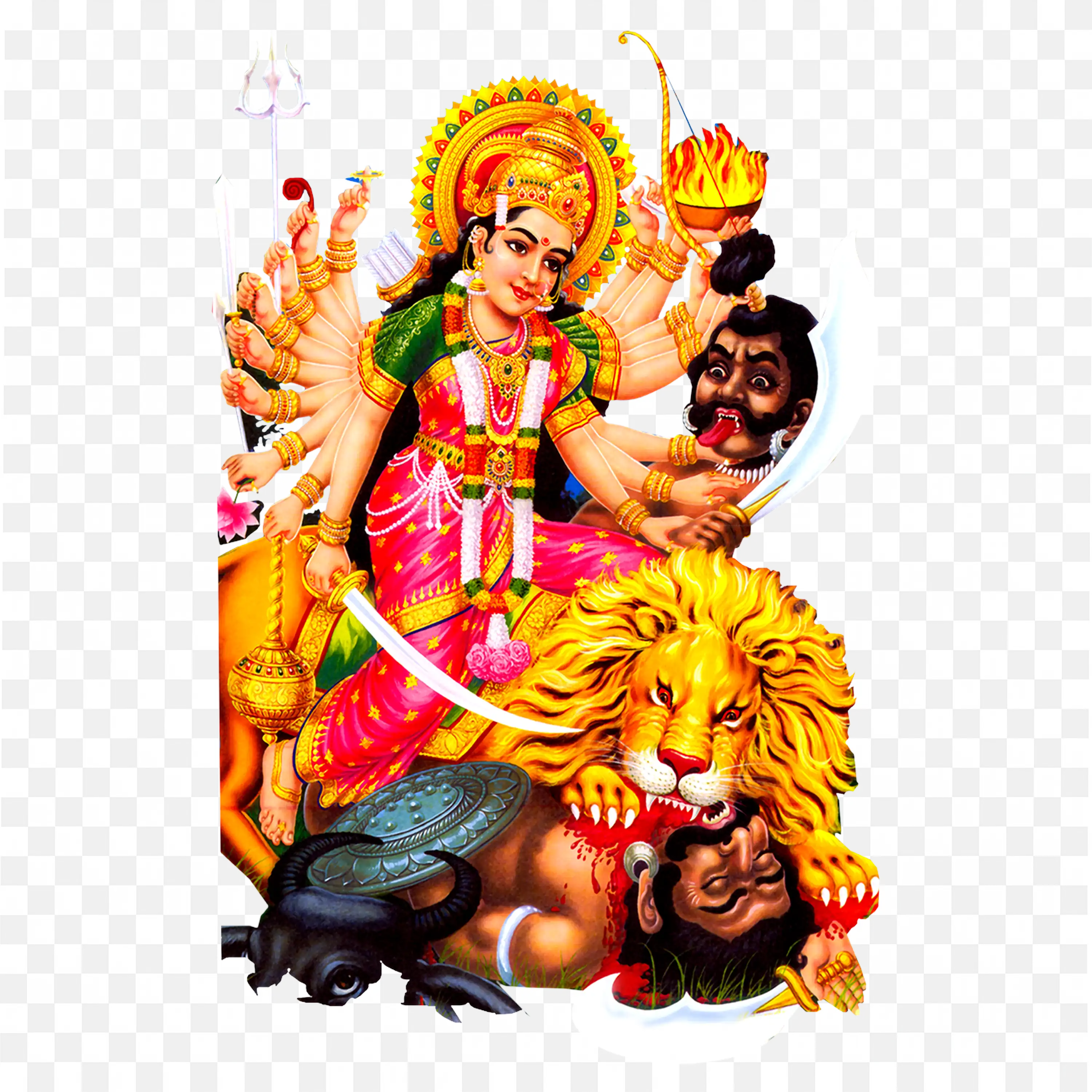 Goddess Durga Mahishasurmardini Vatham Art Poster PNG