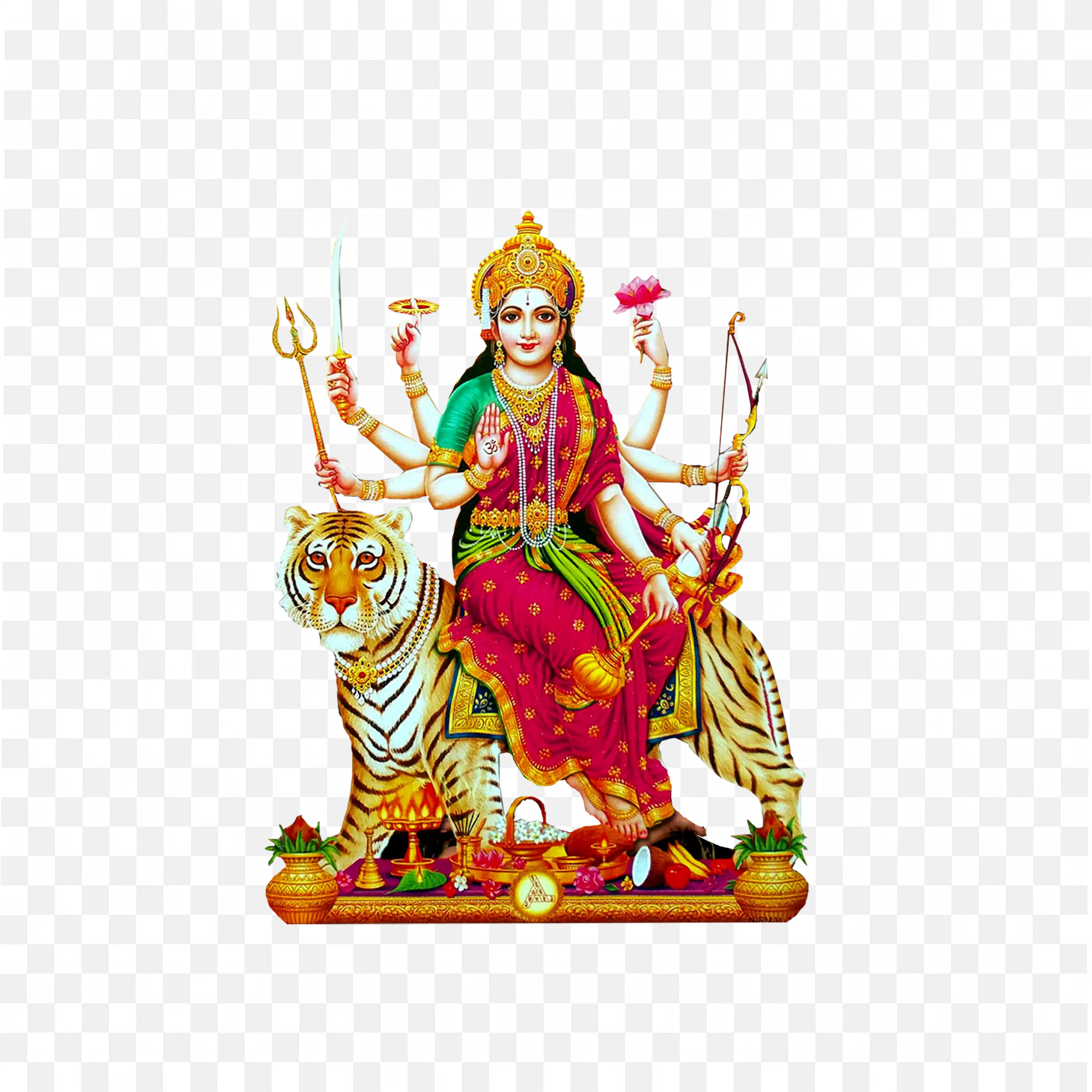 Goddess Durga on Tiger Divine PNG Image Download