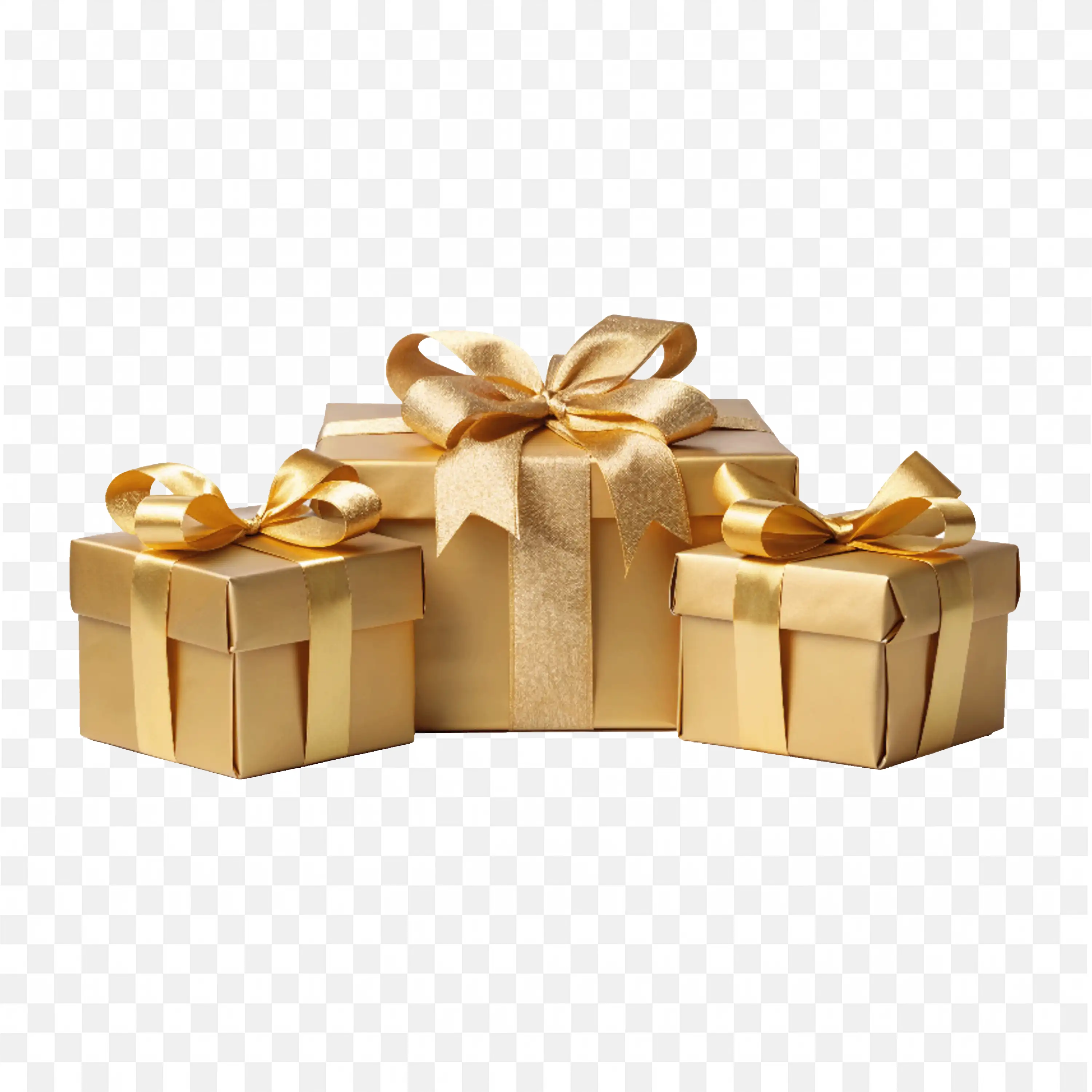 Golden Christmas Gift Boxes Arranged For Festive Decor