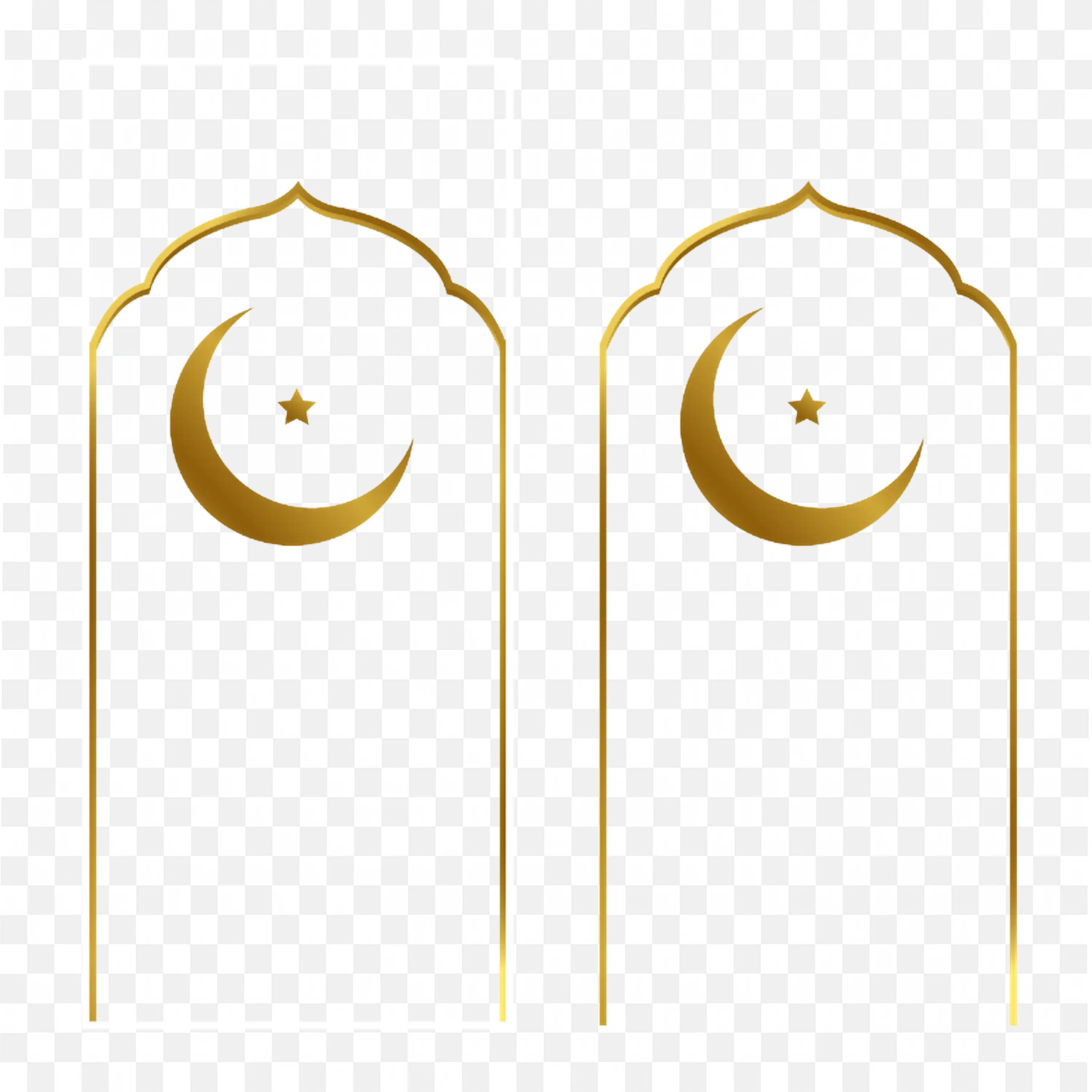 Golden Crescent Moon Star Islamic Festival Ornament Art