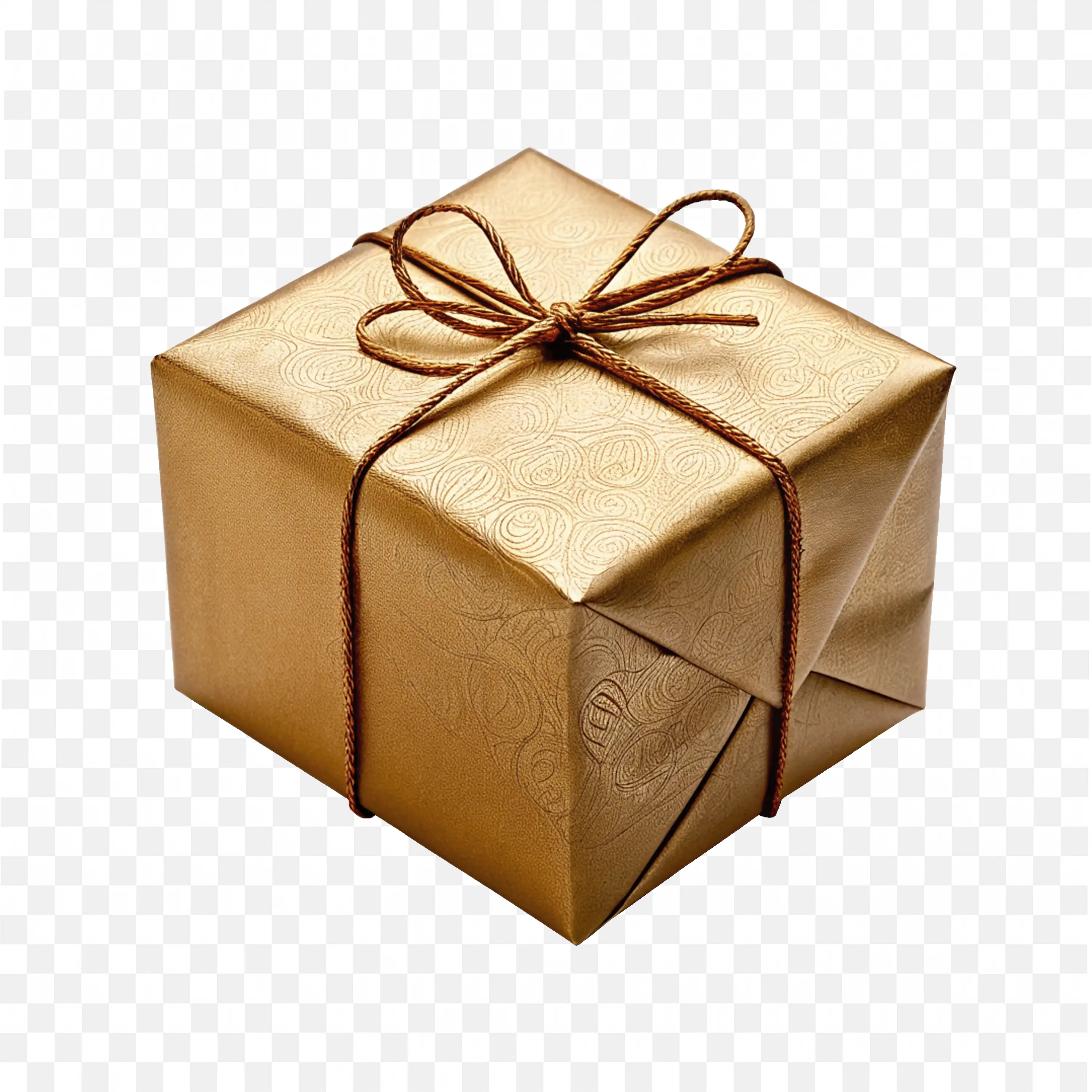 Golden Gift Box PNG Image Elegant Ribbon Box Design