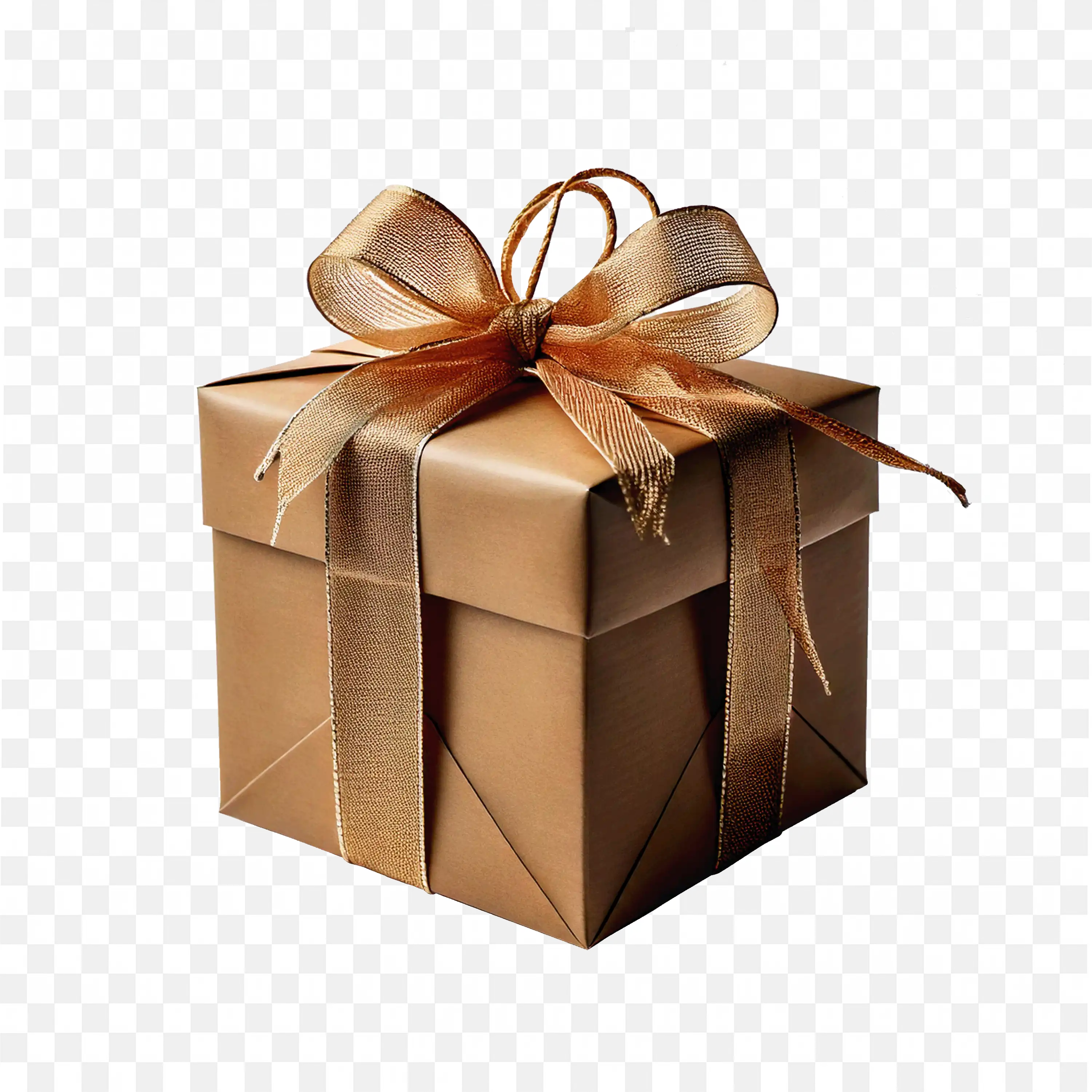 Golden Gift Box with Shiny Bow for Celebration and Decor