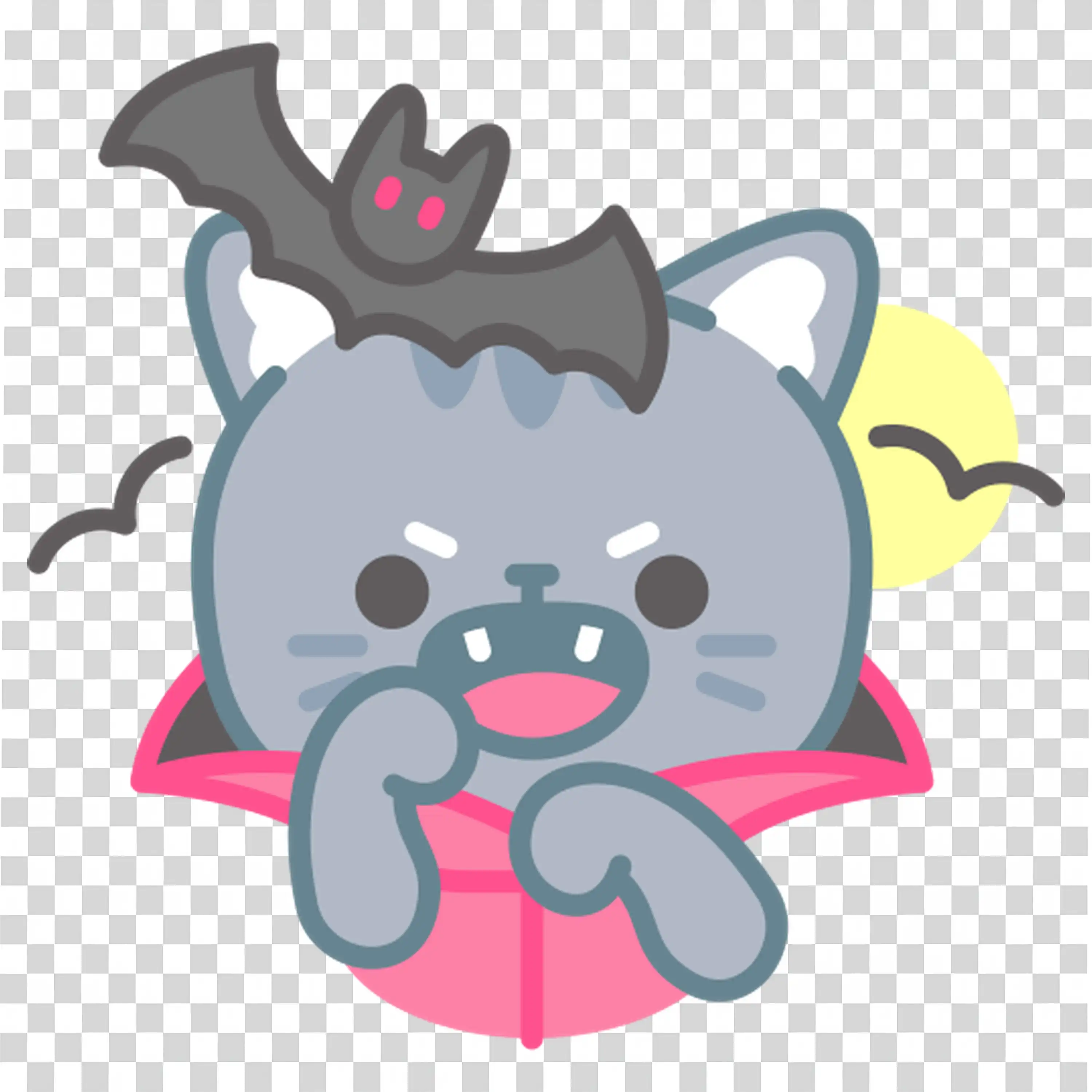 Gray Cat Dressed in a Bat Costume for Halloween Free PNG