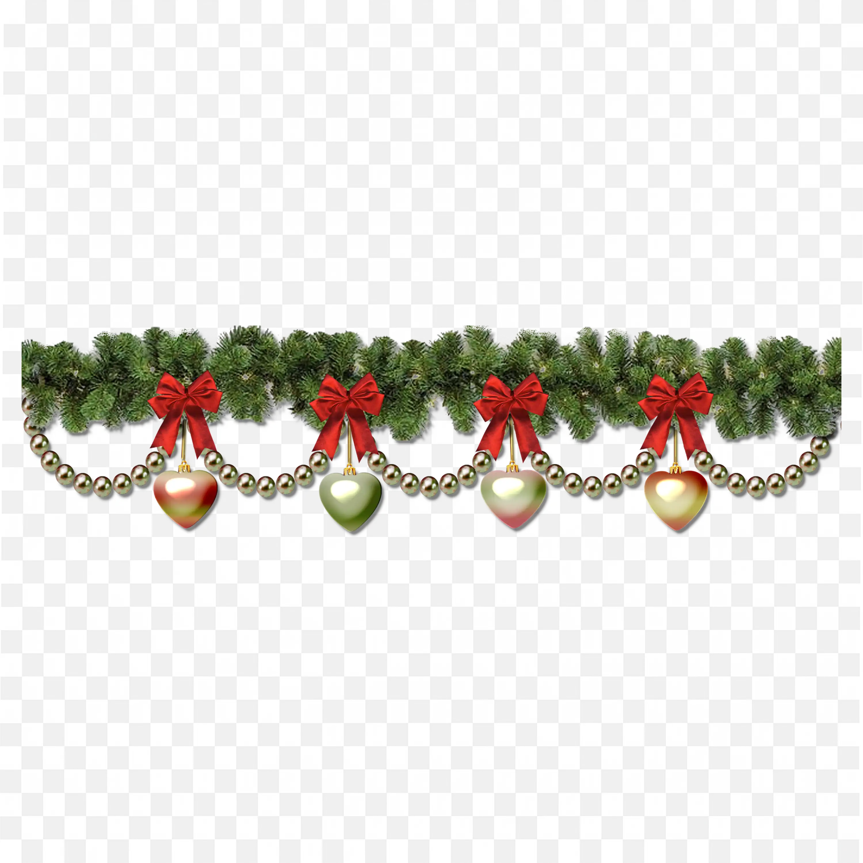 Green Garland With Ornaments Used For Door Decoration
