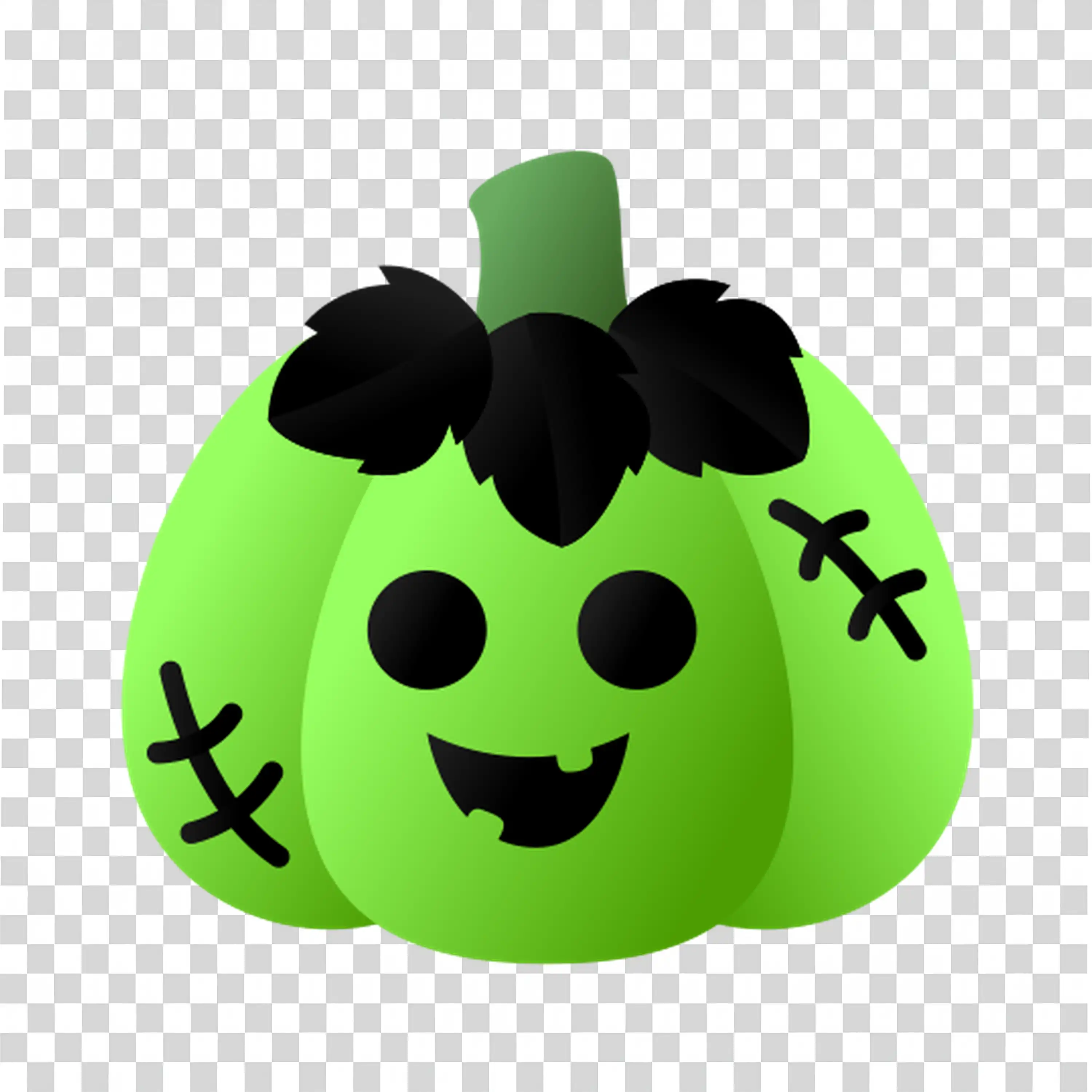 Green Jack O Lantern Pumpkin with Creepy Smile Halloween