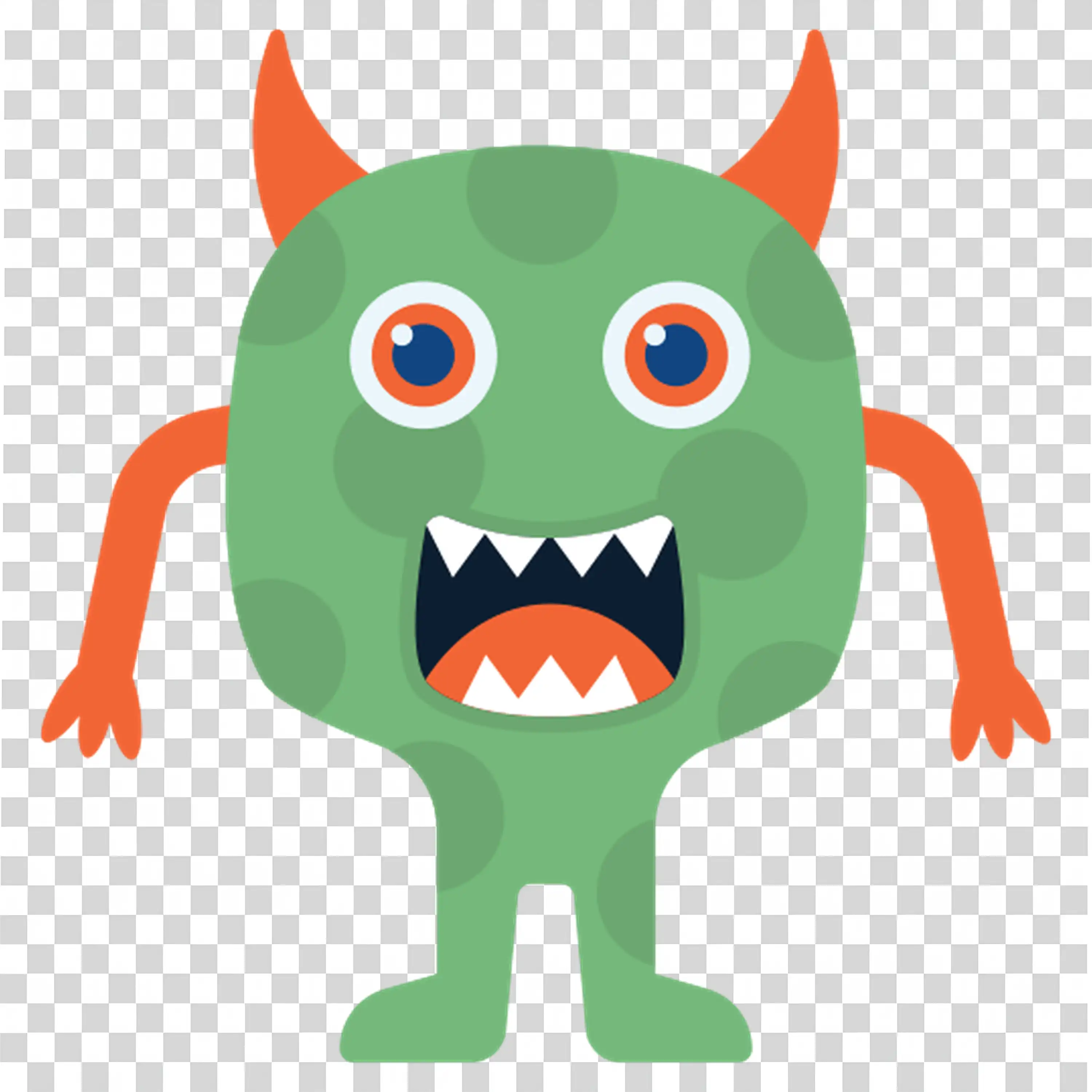 Green Monster Holding a Sign Saying Happy Halloween