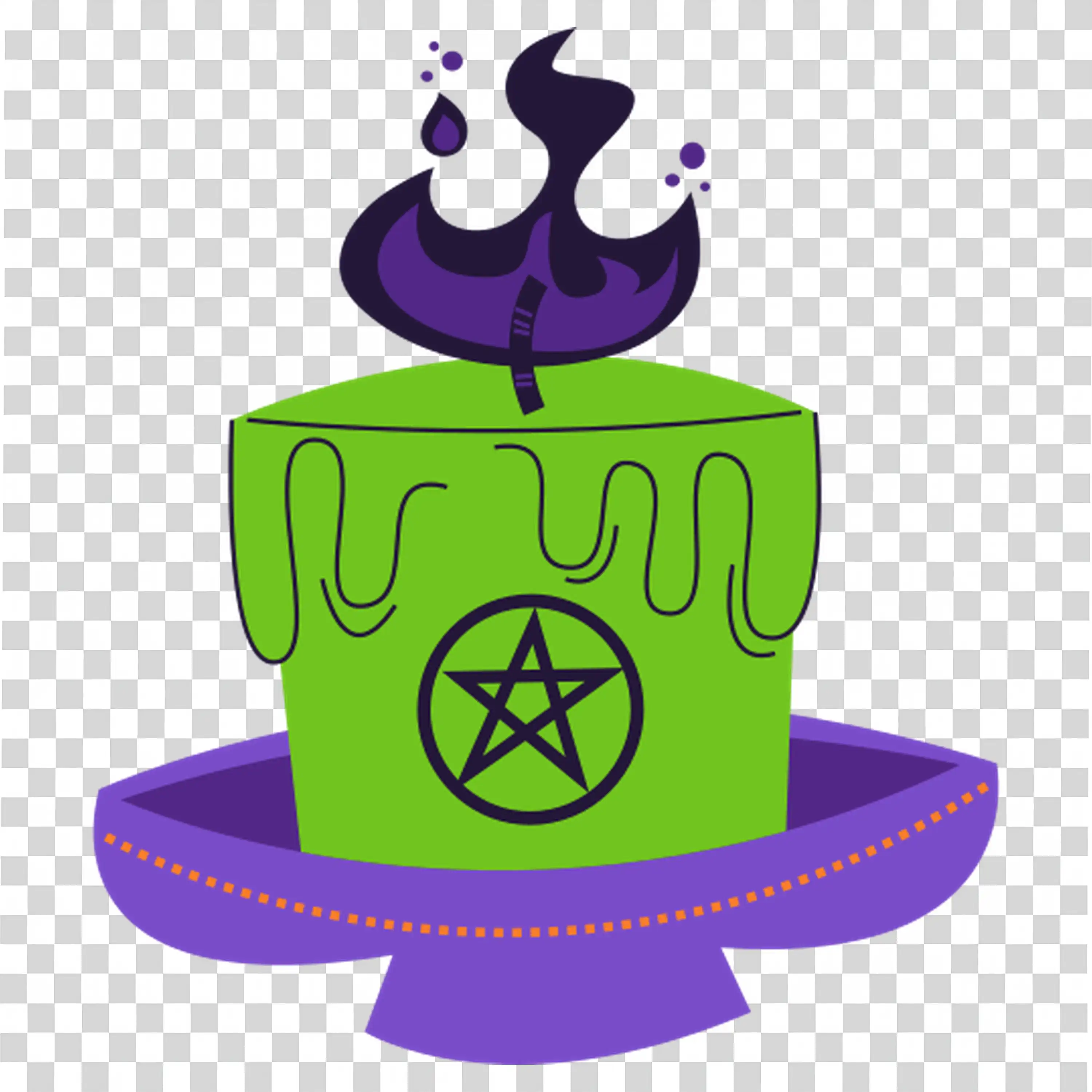 Green Witch Cake with Black Cat for Halloween PNG Image