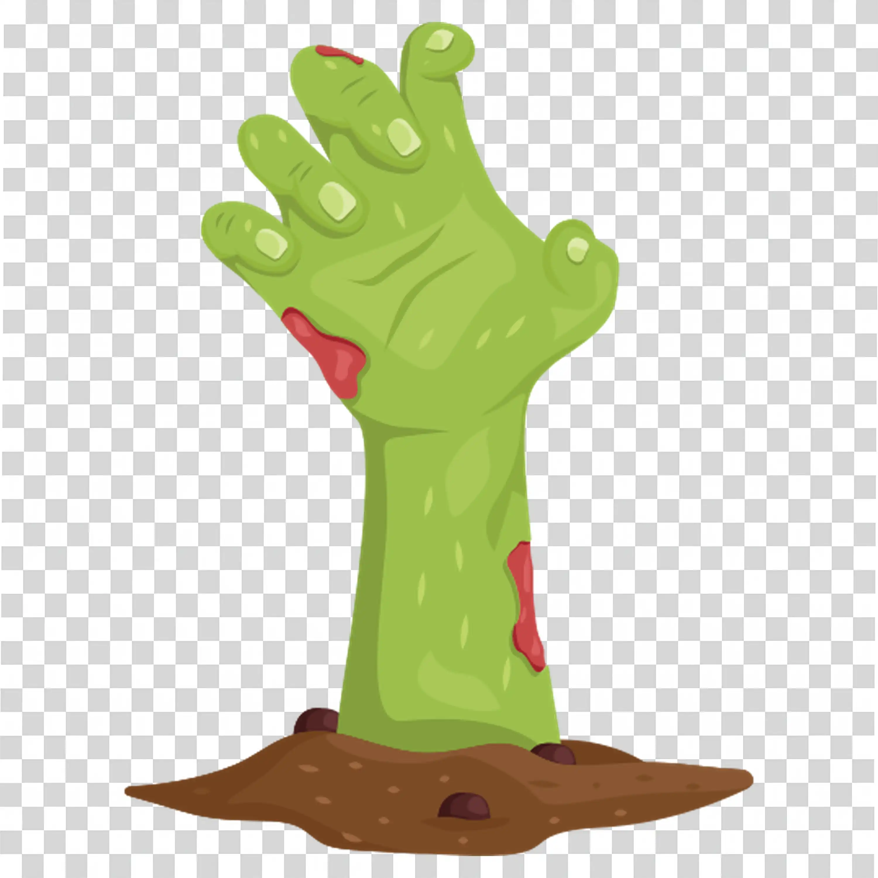 Green Zombie Hand with Long Nails and a Halloween Theme